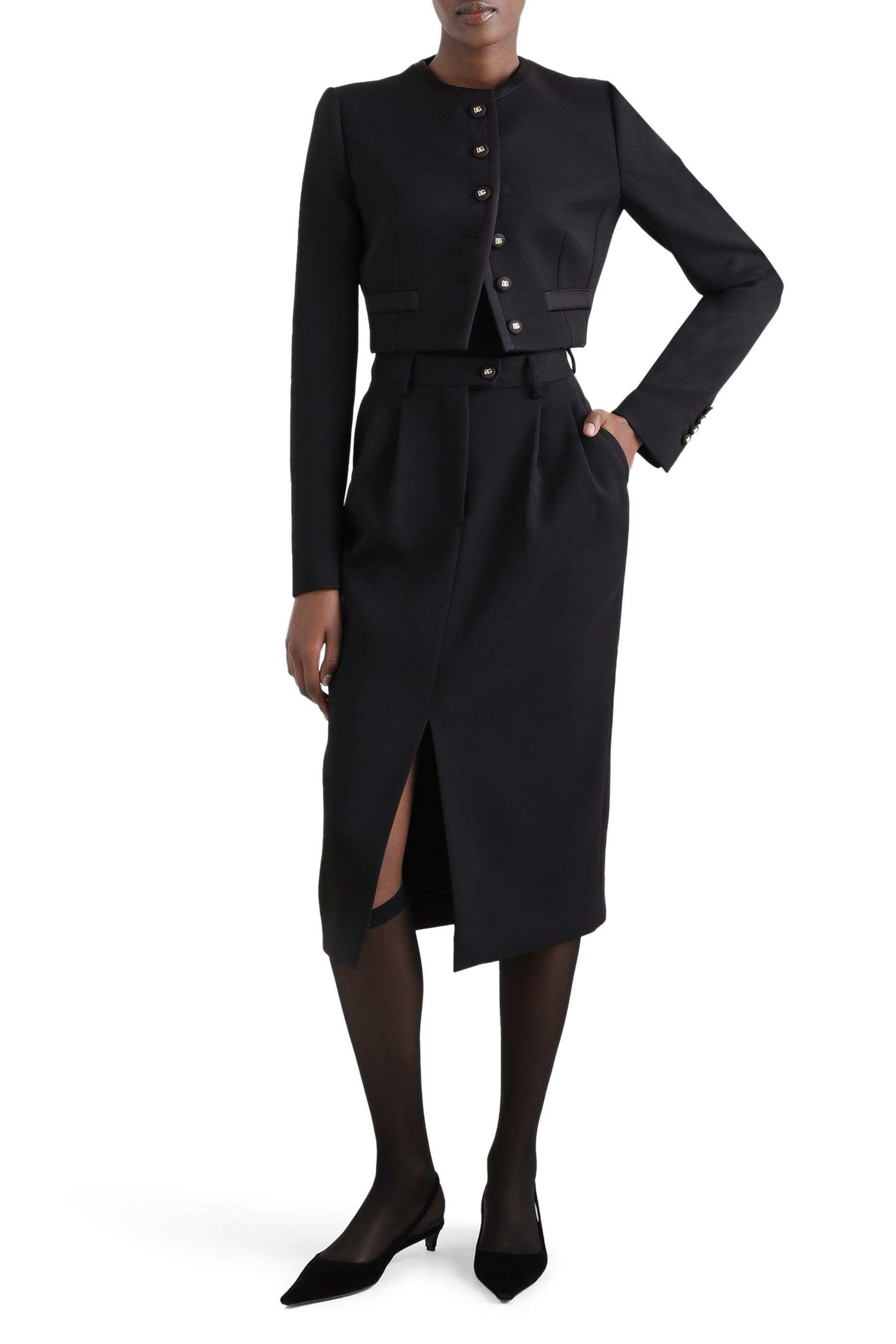 تنورة متوسطة الطول بقصة مستقيمة صوف