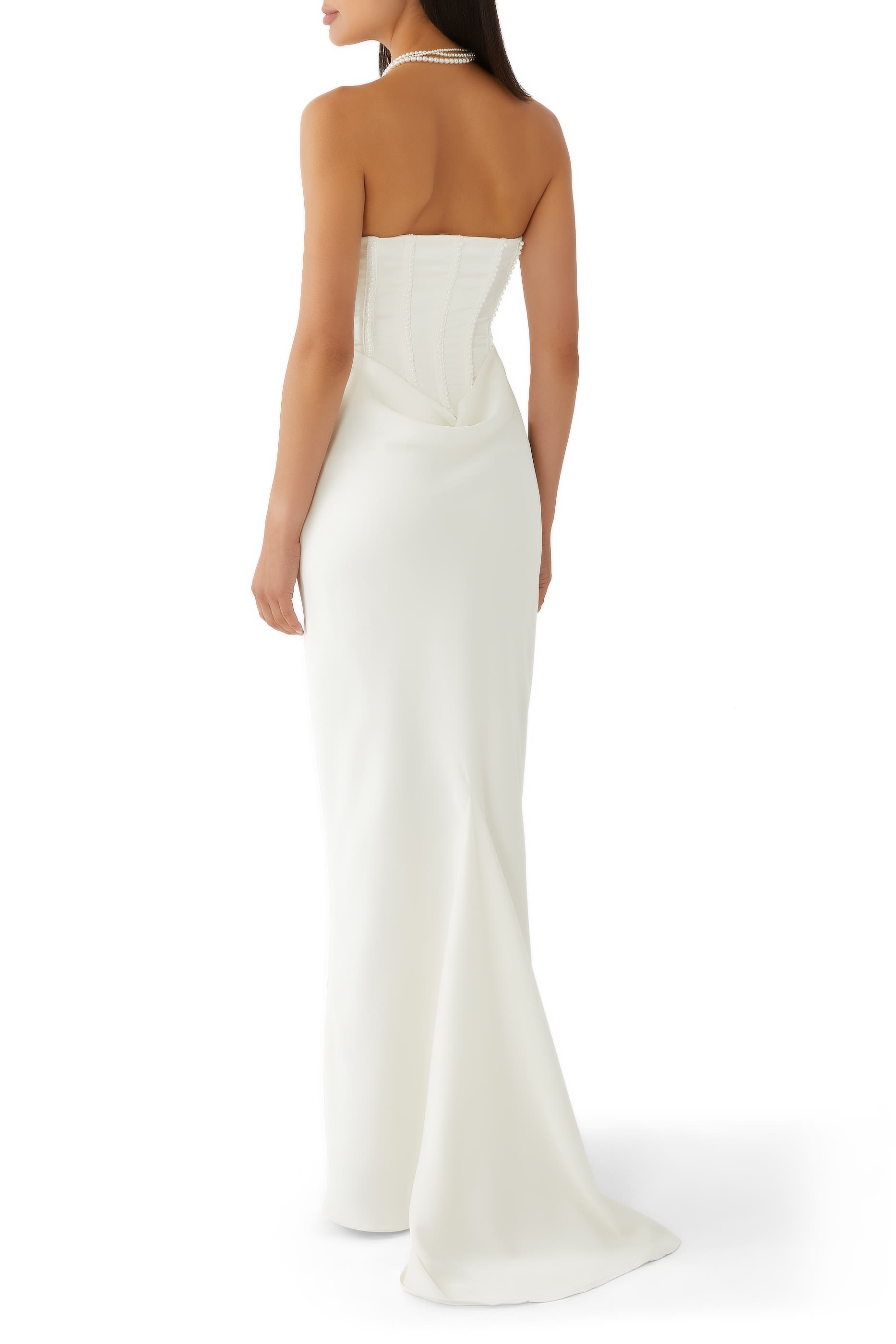 فستان بمشد مطرز باللؤلؤ ستان