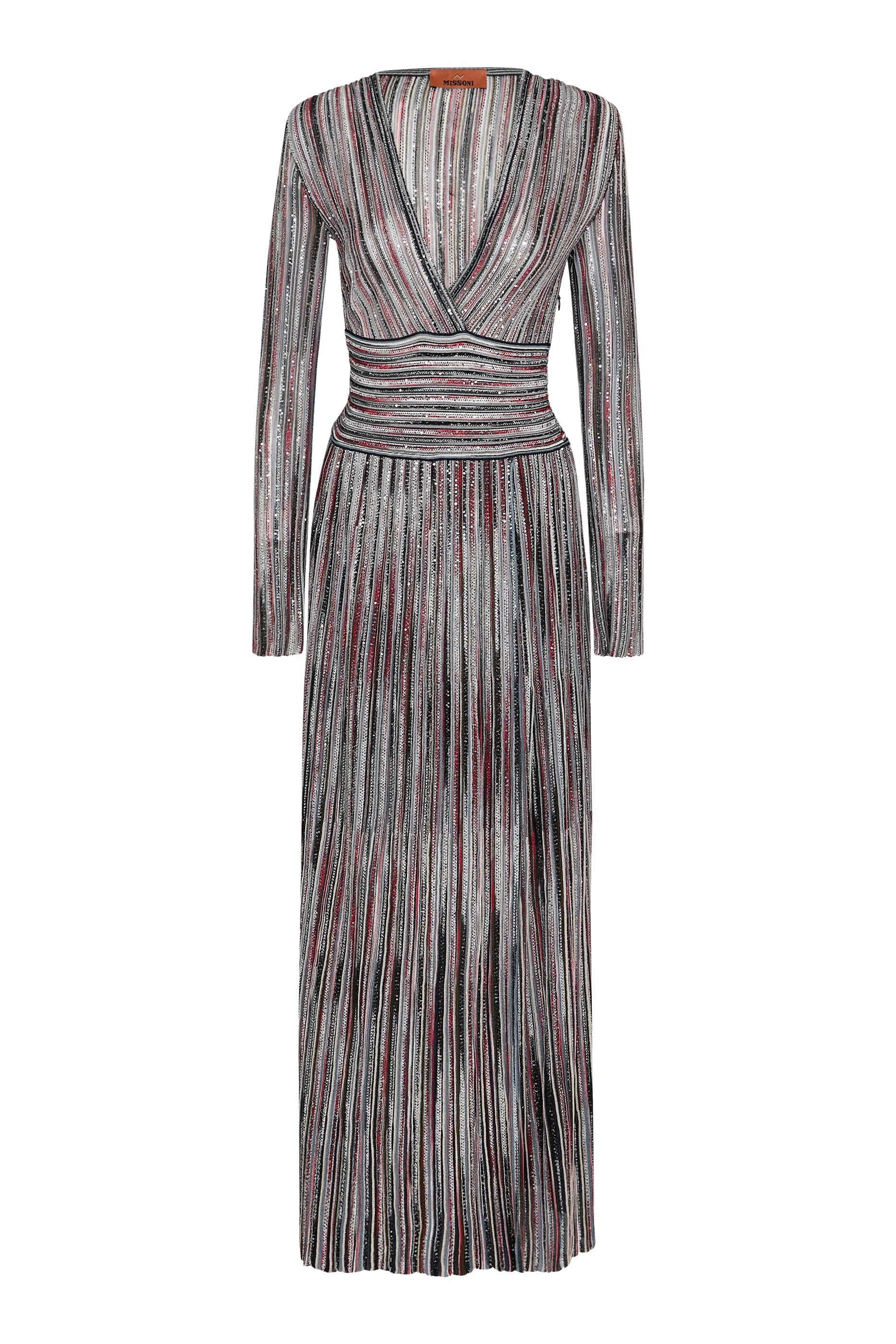 فستان طويل بحزام نسيج لوركس مطرز جزئيا