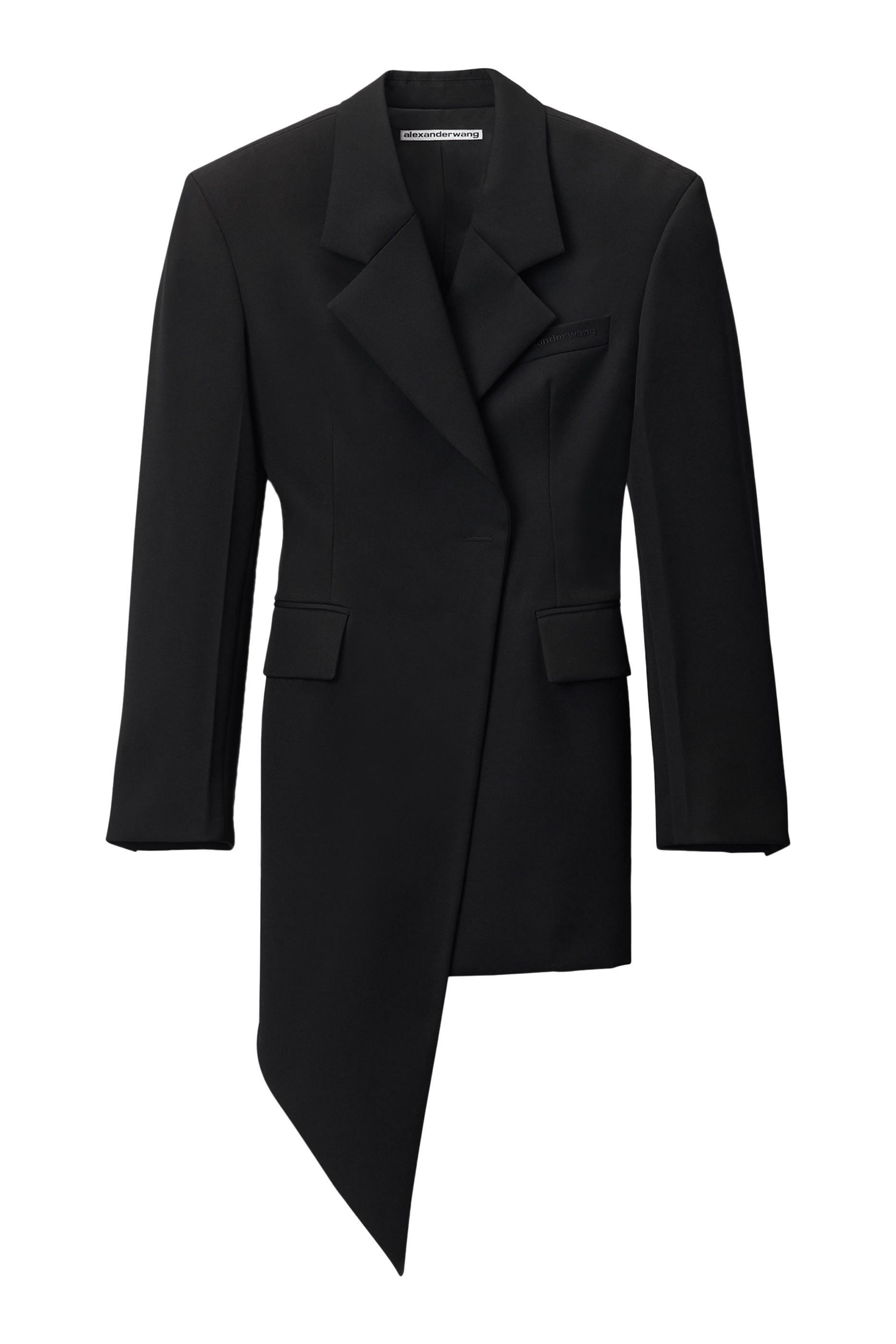 فستان قصير بتصميم بليزر غير متماثل صوف تويل