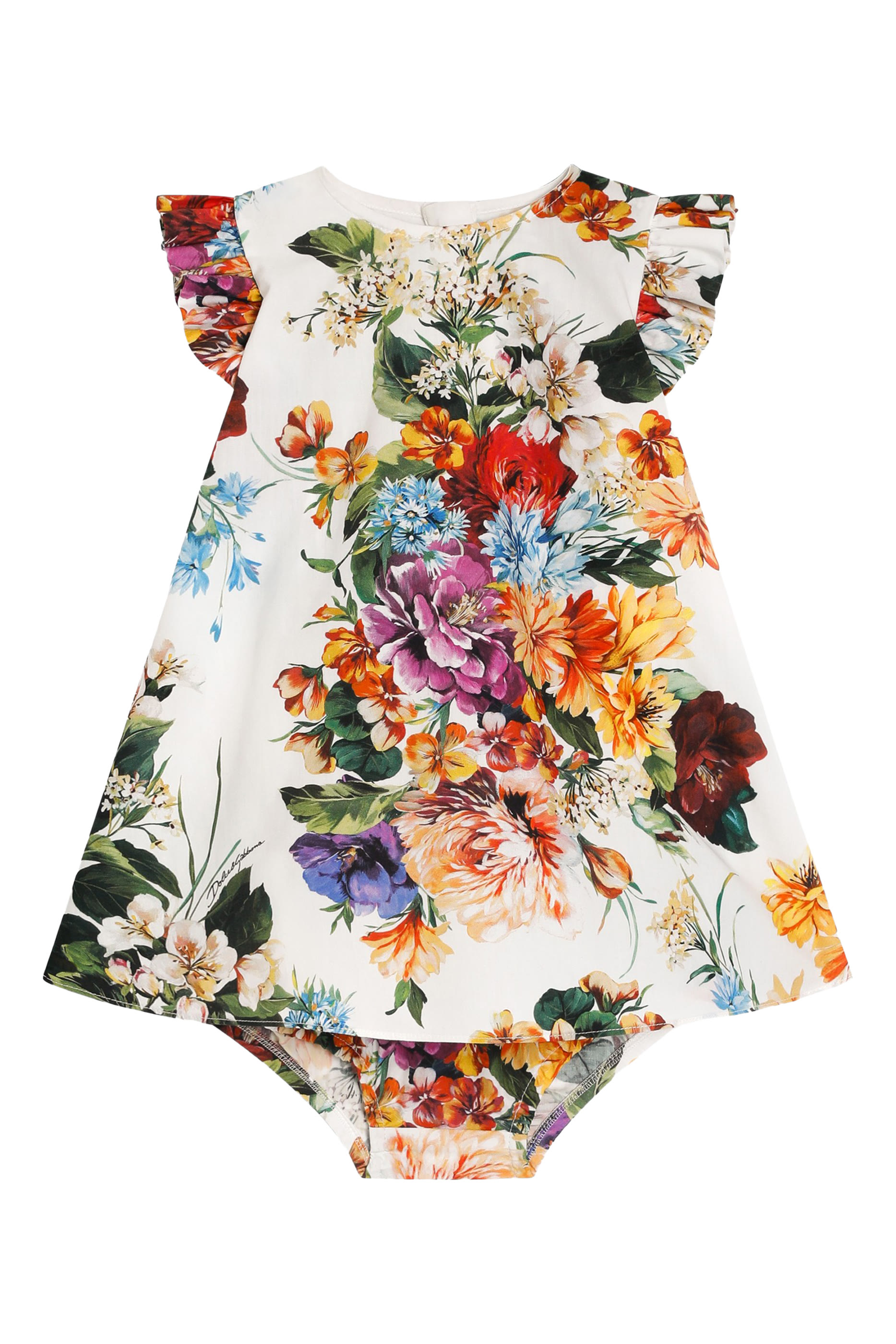فستان بطبعة زهور قطن بوبلين للأطفال