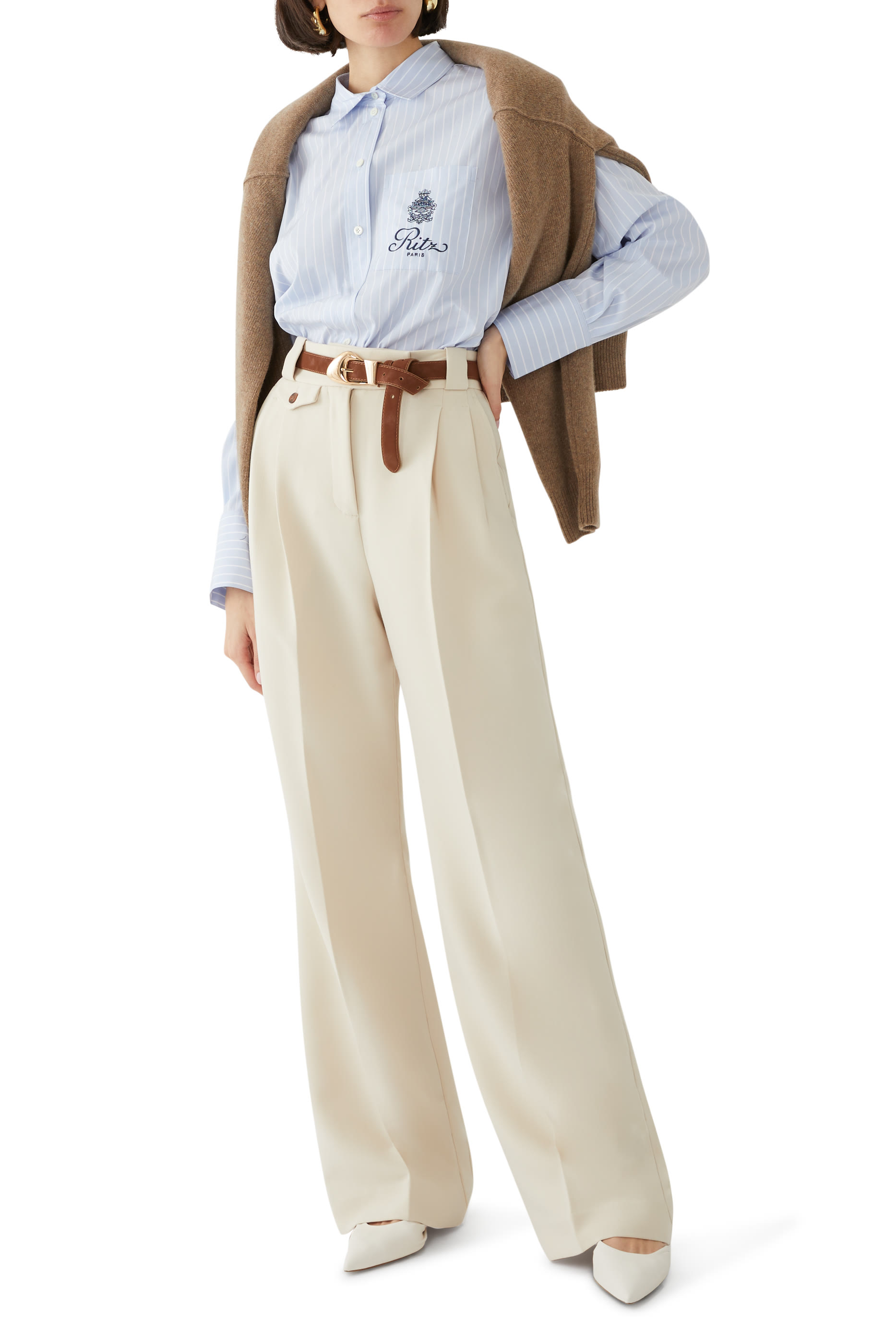 قميص ريتز بقصة فضفاضة وجيب