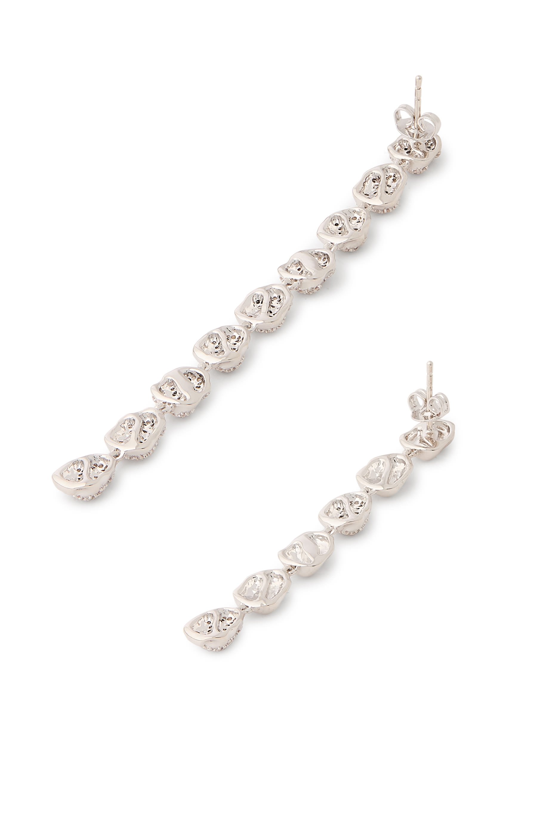 أقراط إيفا طويلة مرصعة بكريستال، فضة إسترلينية