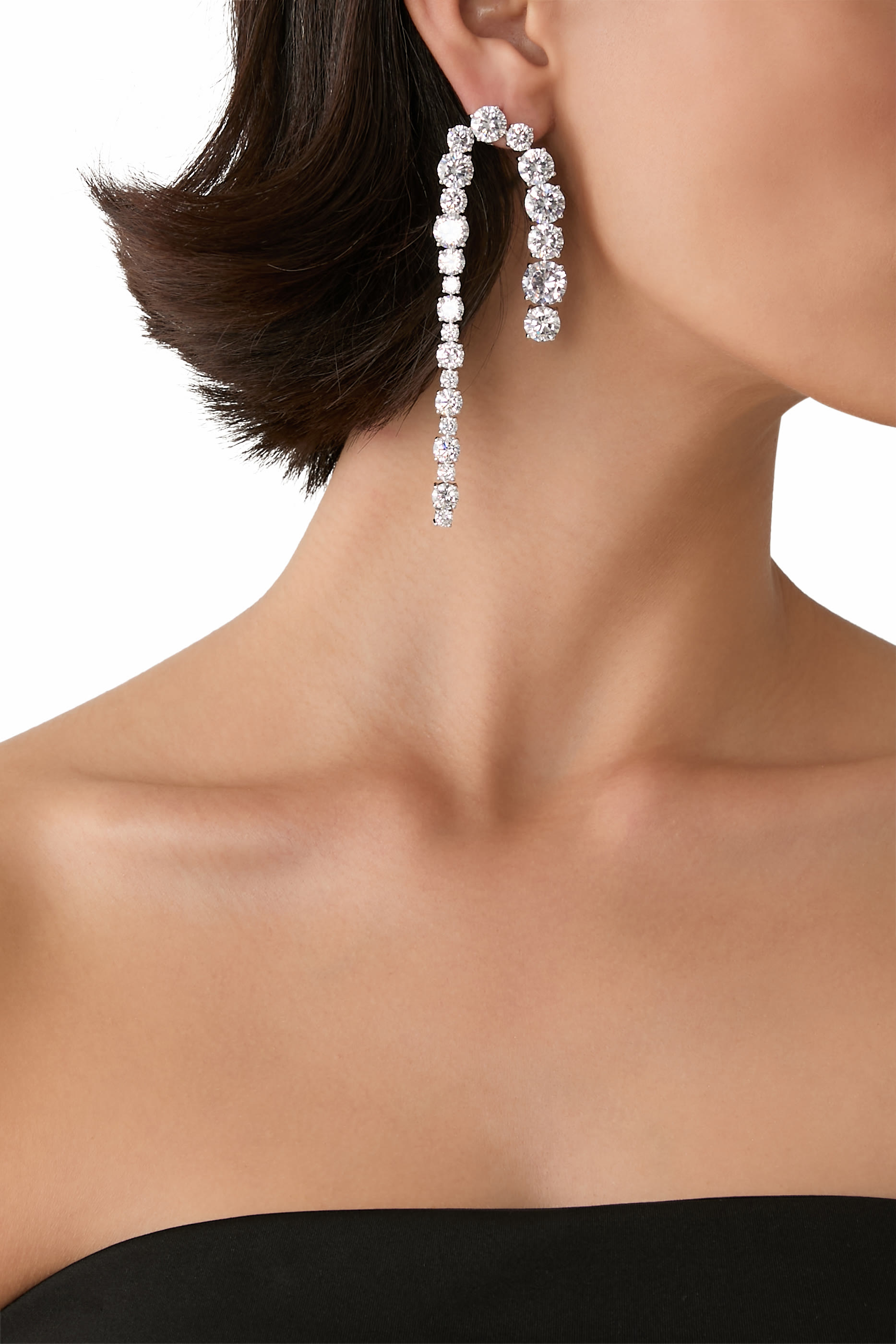 أقراط سلوث مرصعة بأحجار زركونيا مكعبة، فضة استرلينية معاد تدويرها مطلية بالروديوم