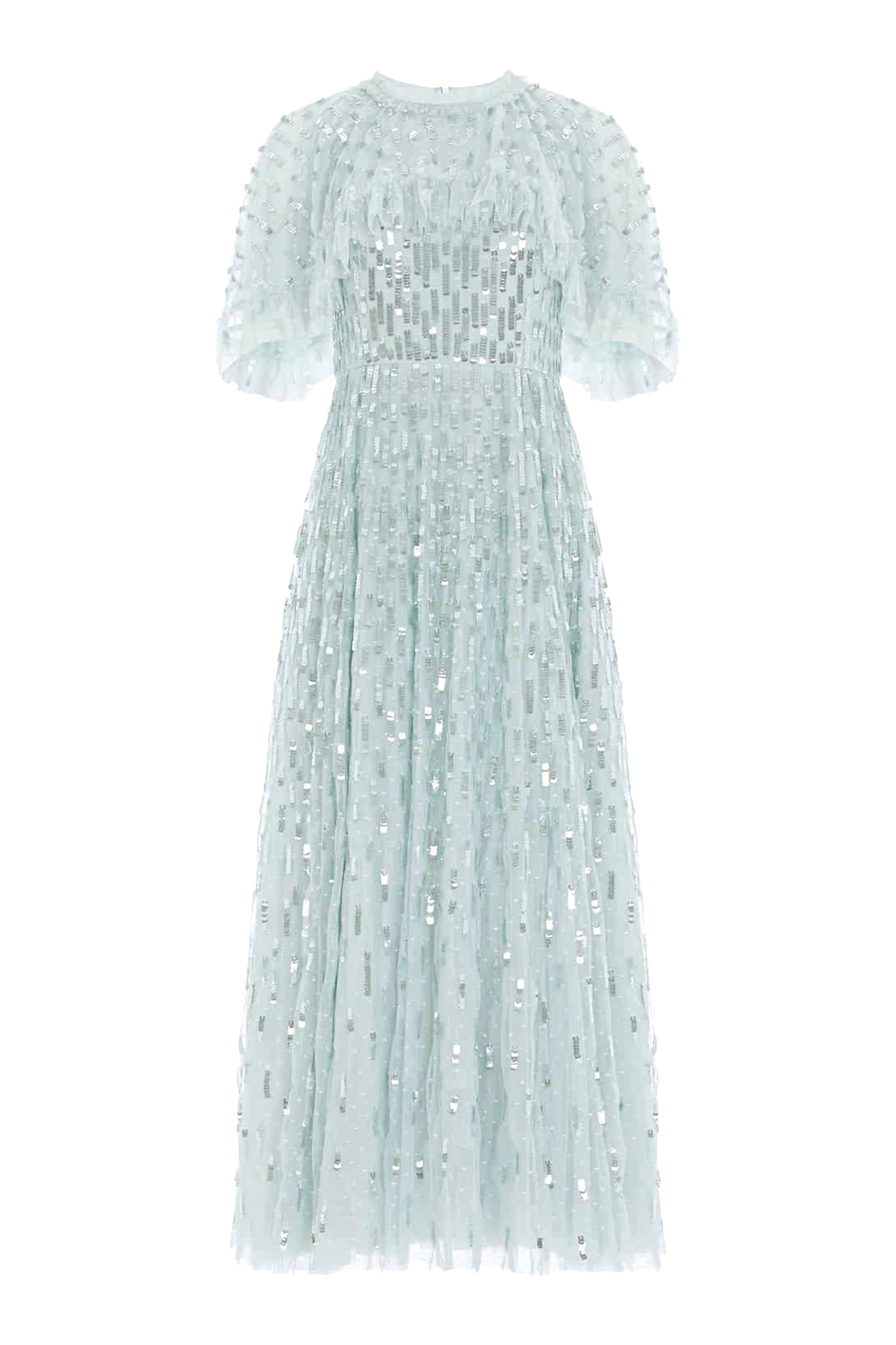 فستان سهرة داش بطول الكاحل بكاب مزين بالترتر