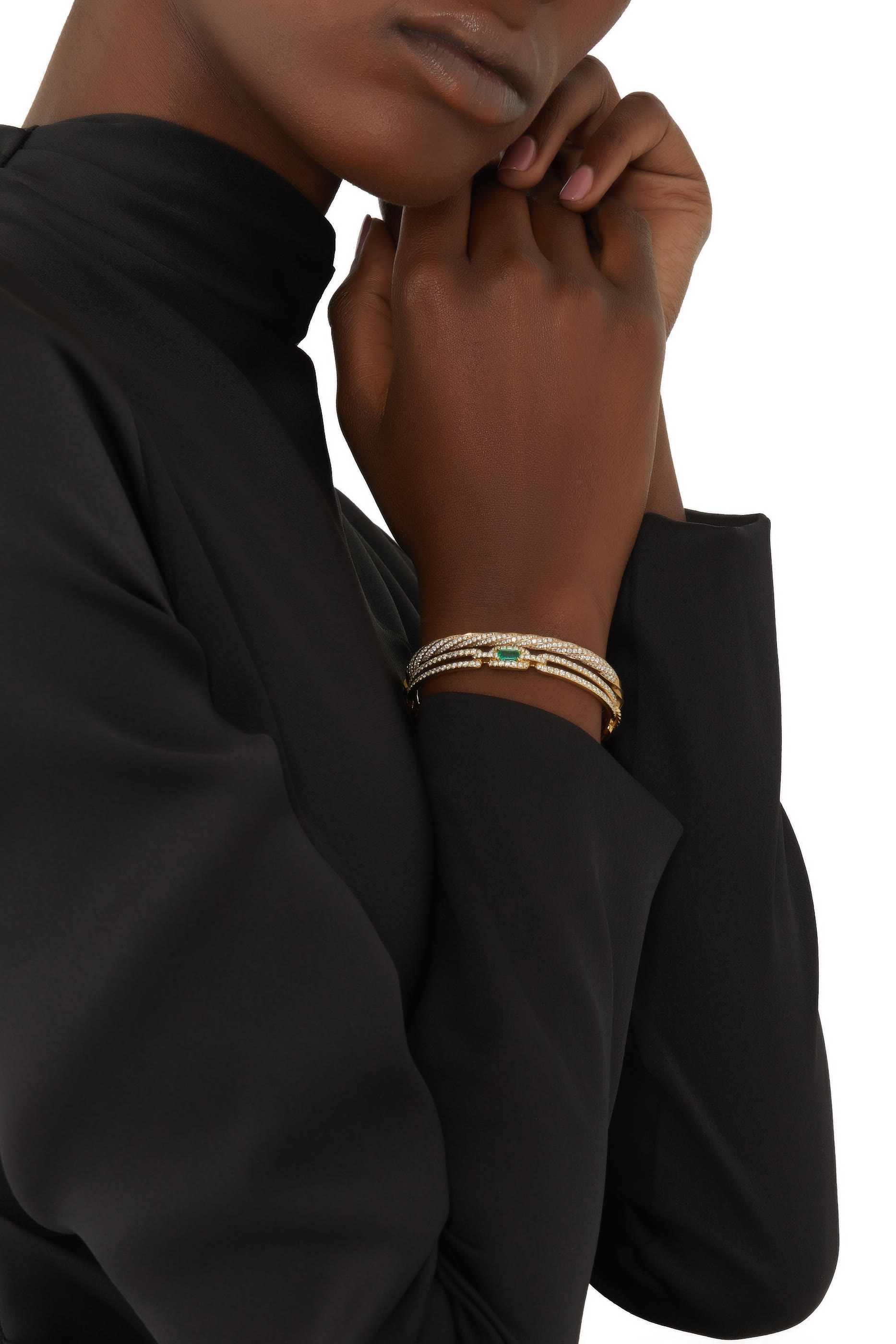 سوار كابل ايدج مرصع بالماس ذهب أصفر عيار 18