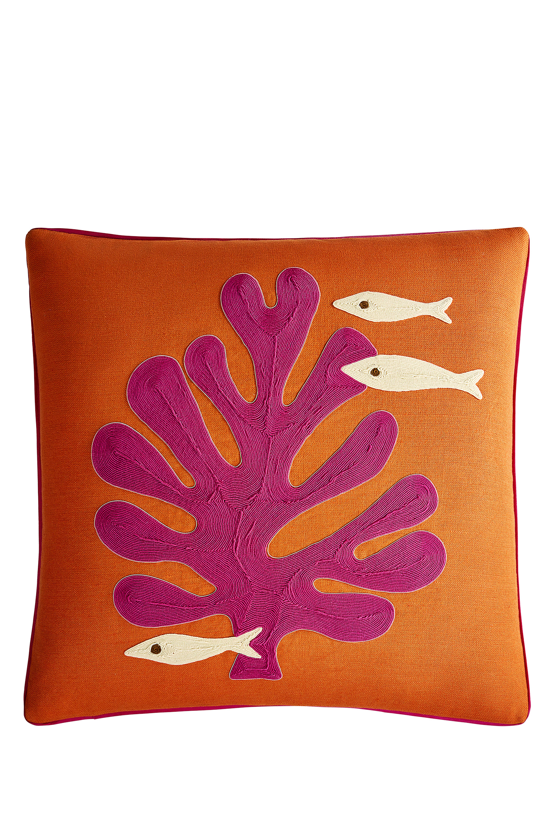 وسادة بلايا مزينة بمرجان بتطريز بنمط حبل