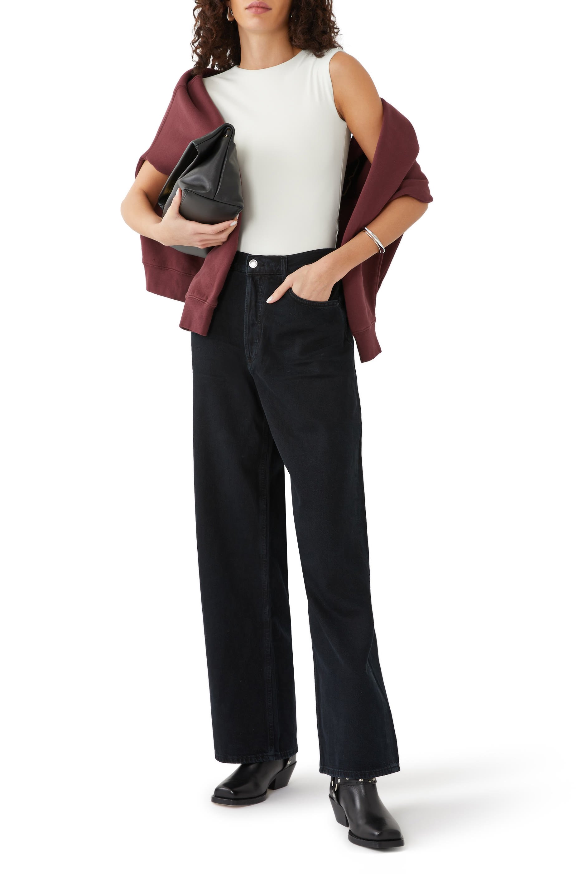 بنطال جينز باغي سلانغ بخصر منخفض