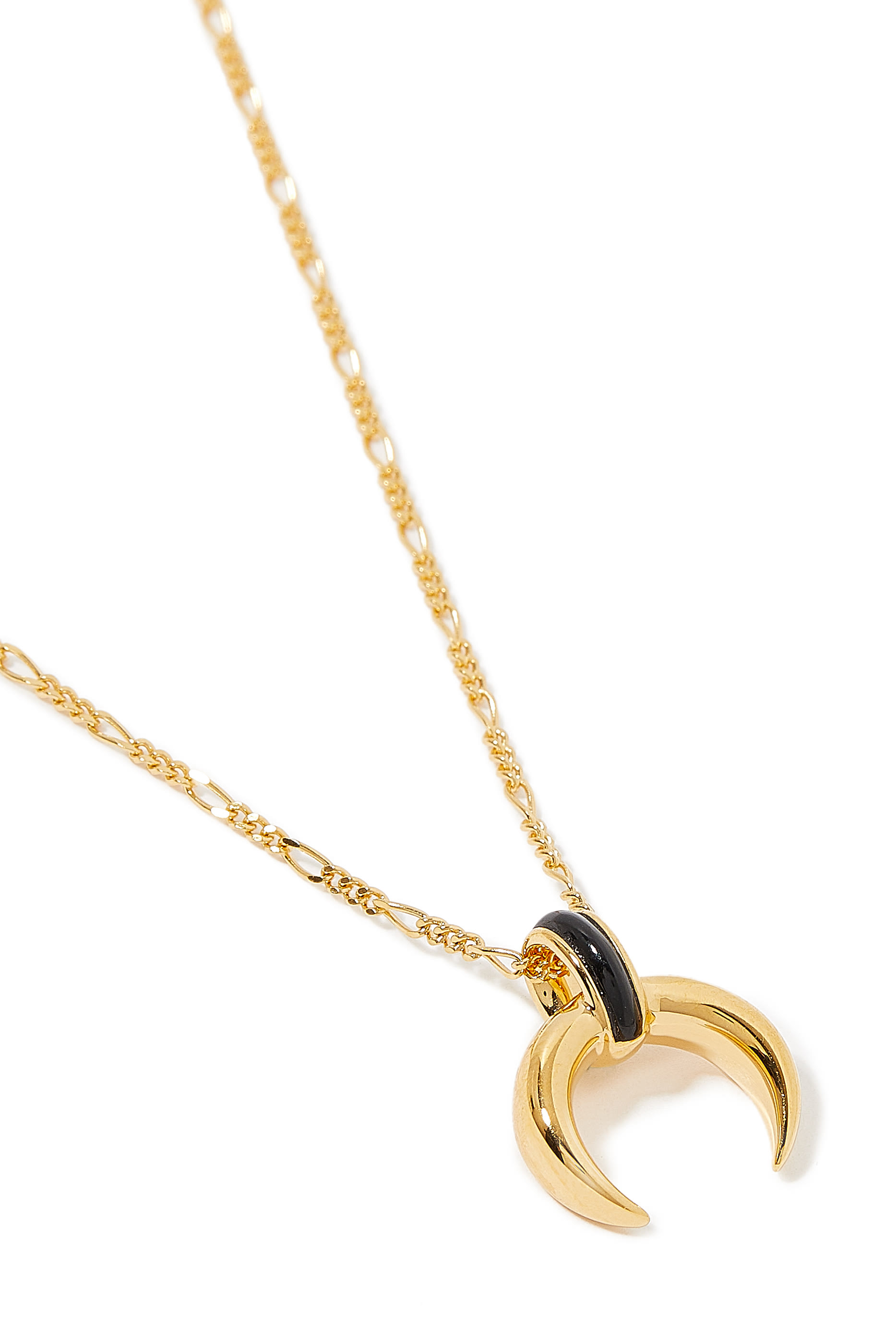 قلادة لوسي ويليامز بتصميم قرن بعقيق أسود، فضة إسترلينية معاد تدويرها مطلية بذهب عيار 18 معاد تدويره