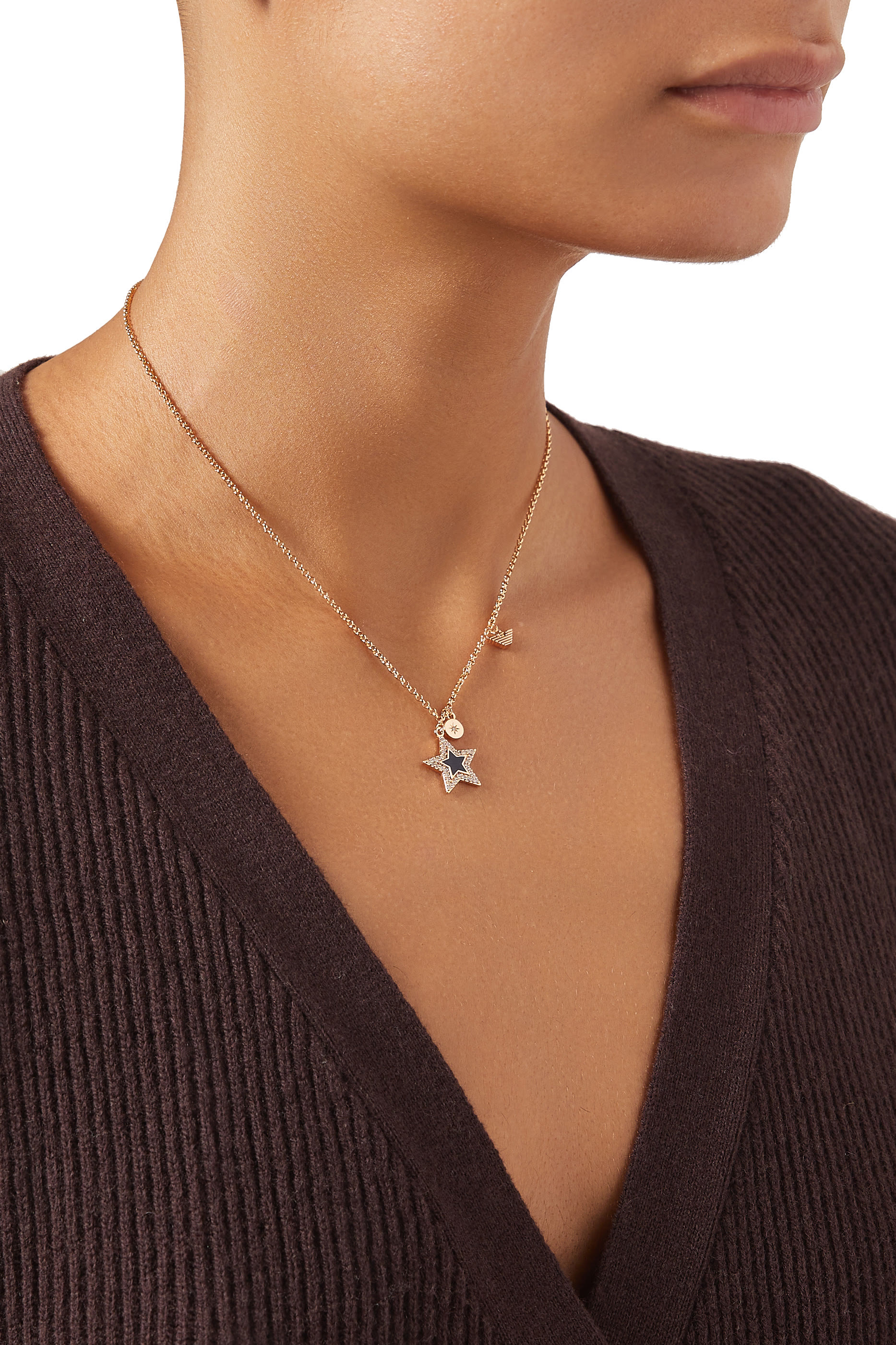 قلادة بحلية نجمة نحاس مرصعة بالكريستال