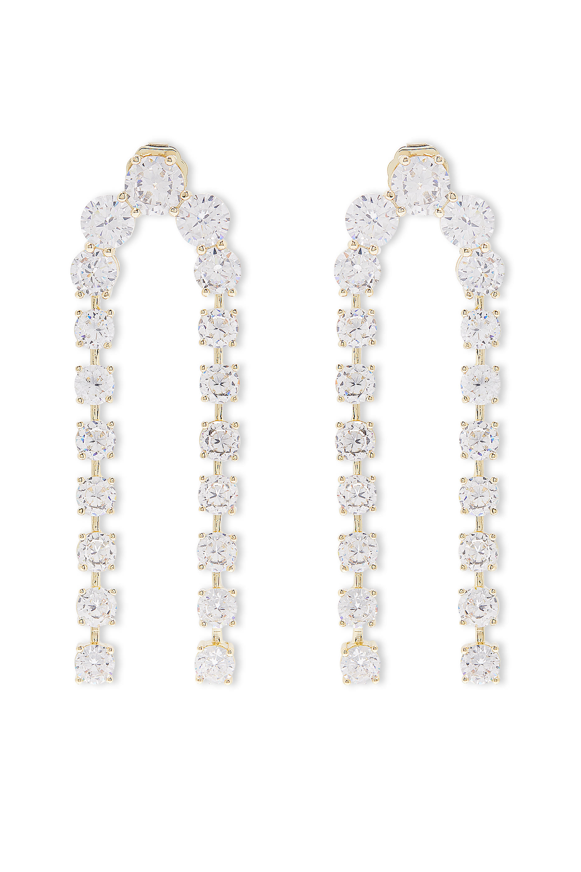 أقراط مقوسة متدلية مرصعة بأحجار زركونيا مكعبة نحاس مطلي بالذهب