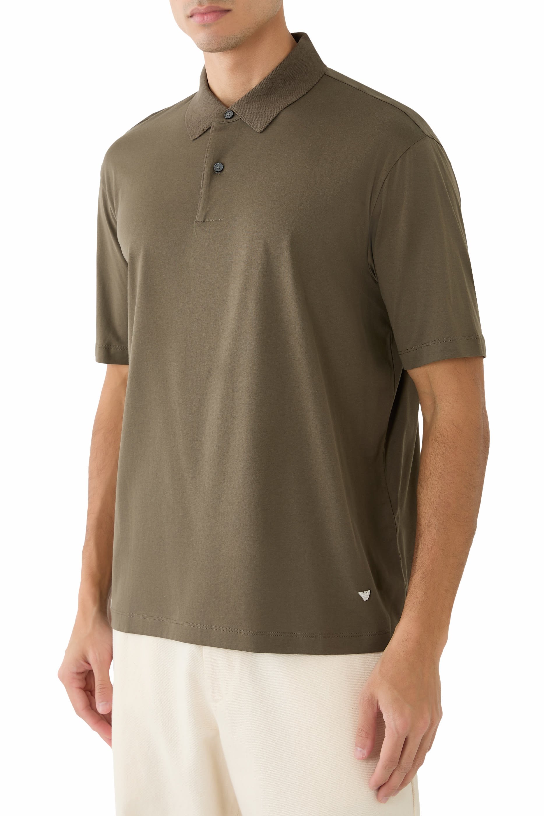 قميص بولو بشعار الماركة المطرز بحجم صغير