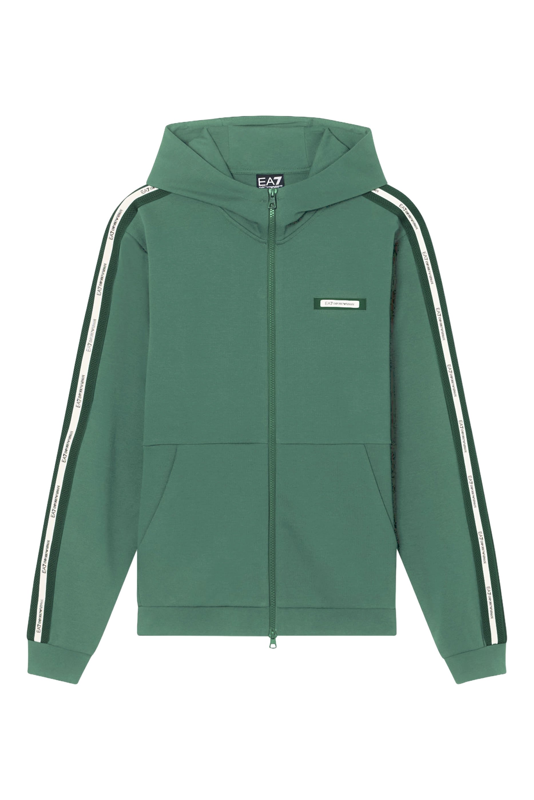 سويت شيرت بغطاء رأس وشعار الماركة قماش بنسيج متشابك