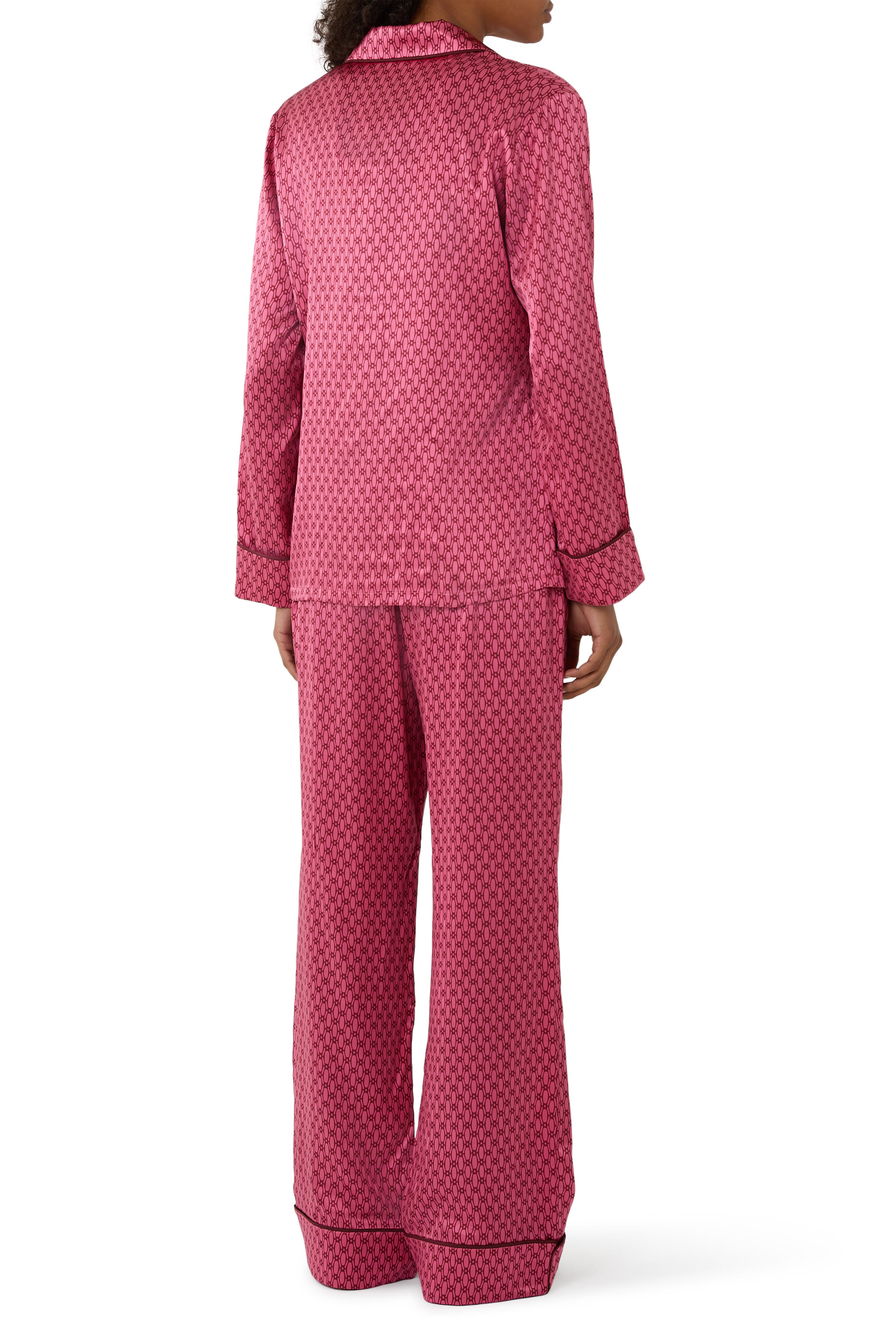 Lila Printed Silk-Satin Pajama Set