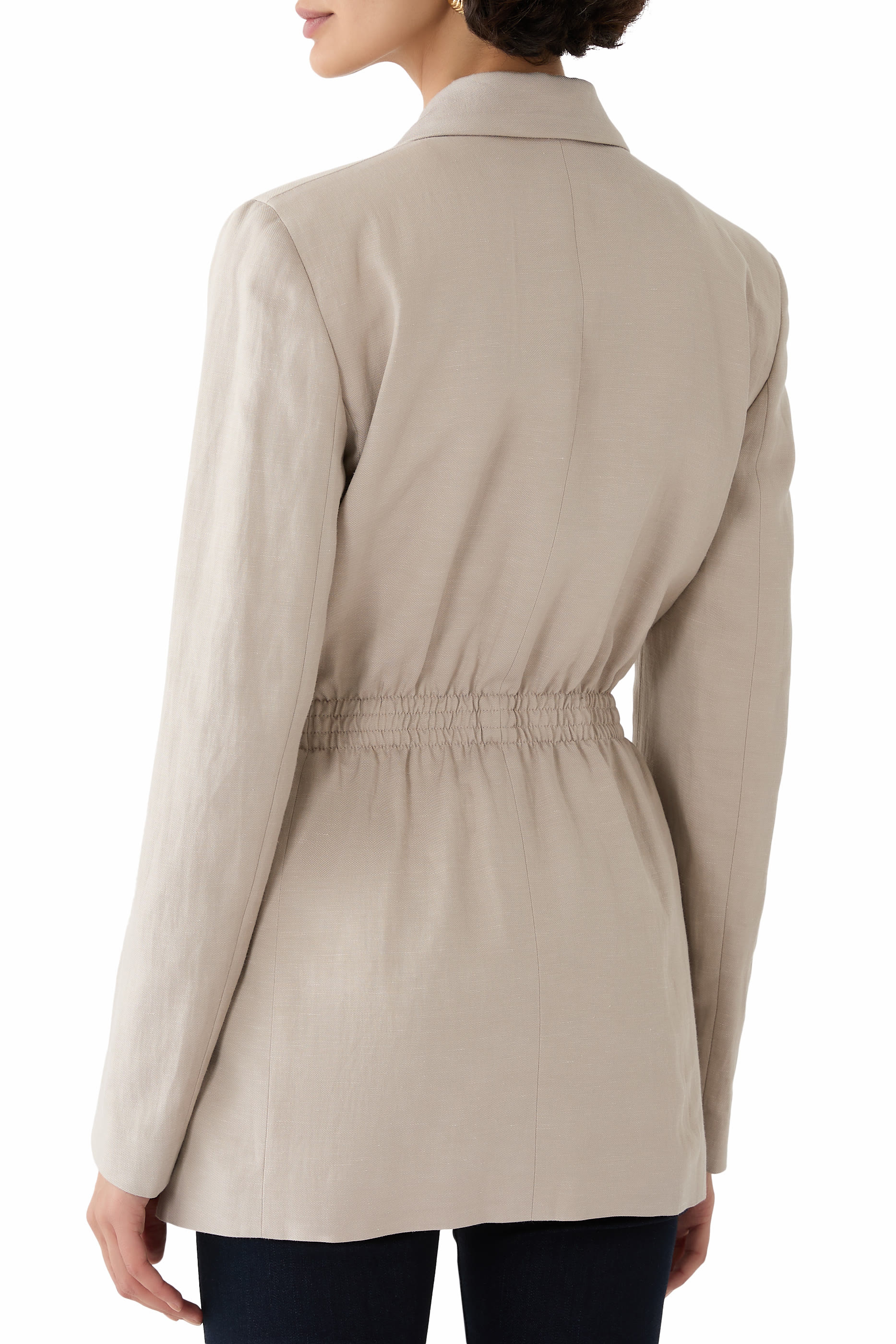 بليزر بحزام مزيج كتان