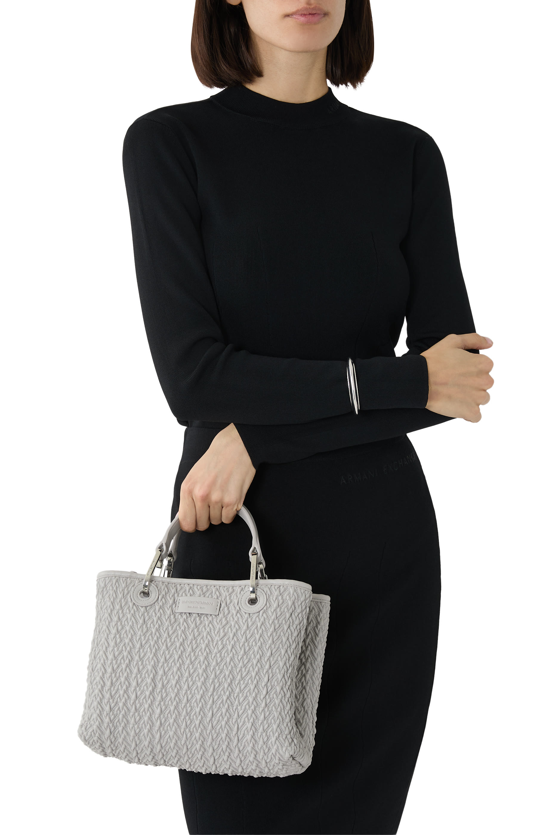 حقيبة يد ماي اي ايه صغيرة جلد بتفاصيل متداخلة