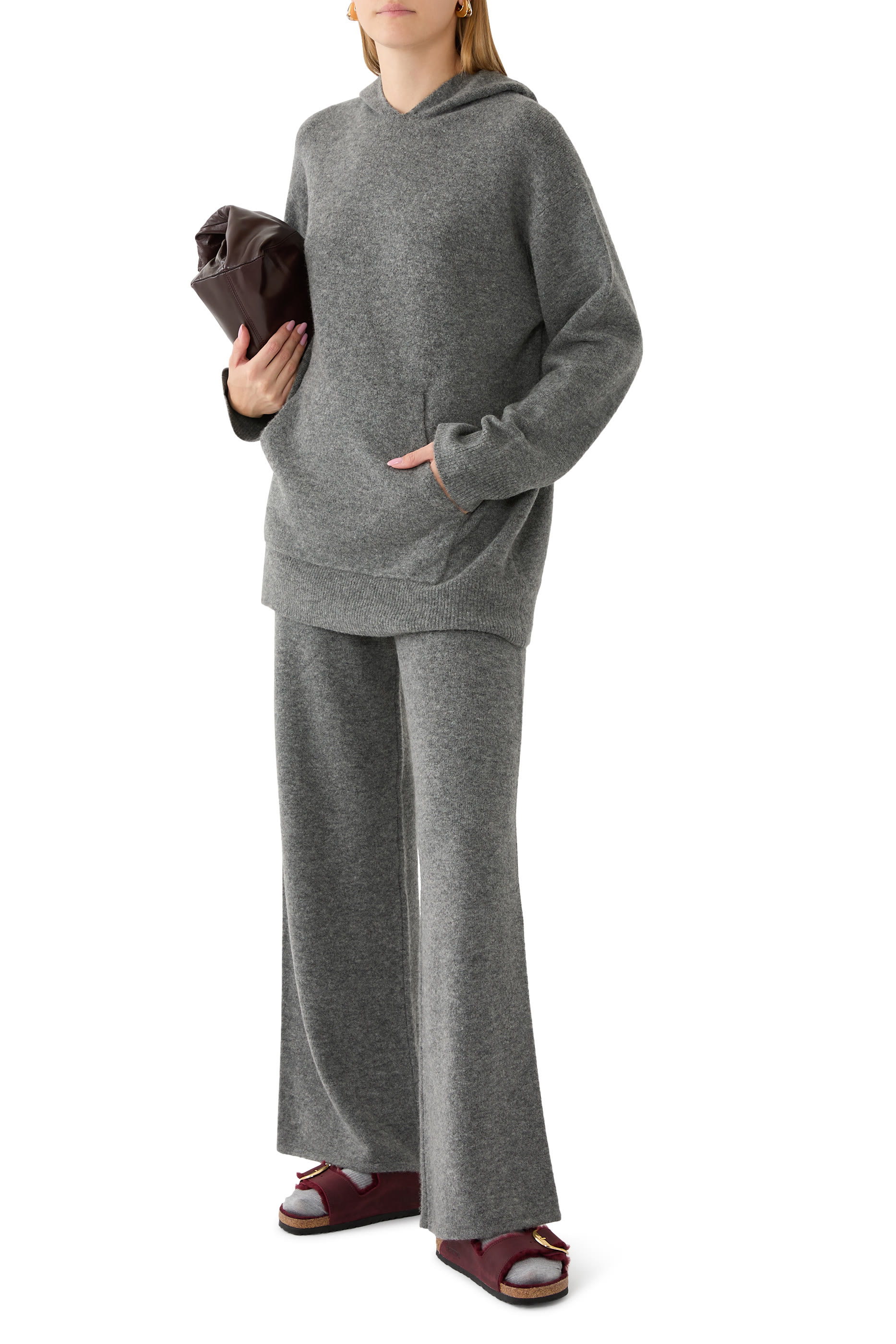 هودي مزيج نسيج صوف وكشمير