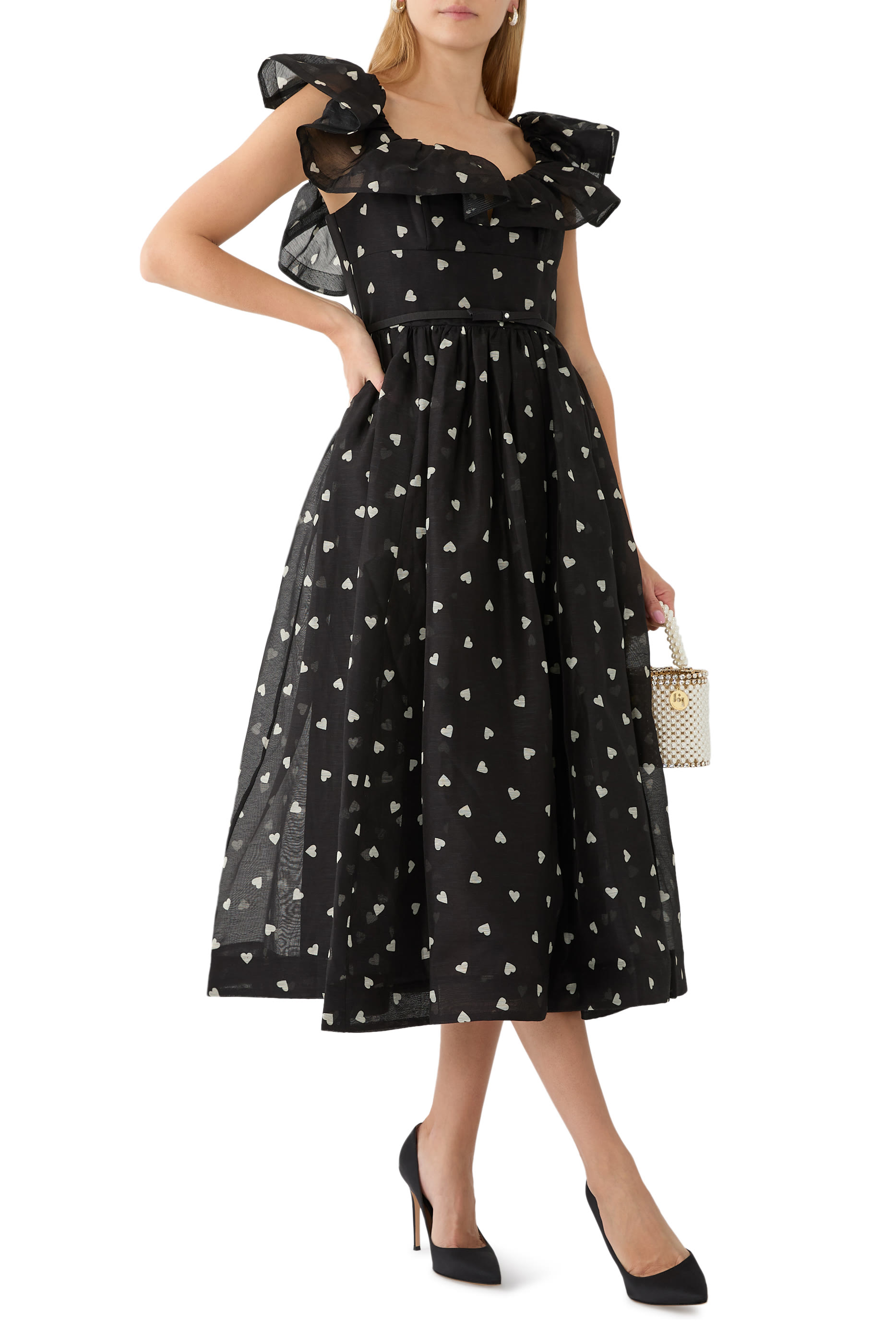 فستان كراش متوسط الطول بكشكش