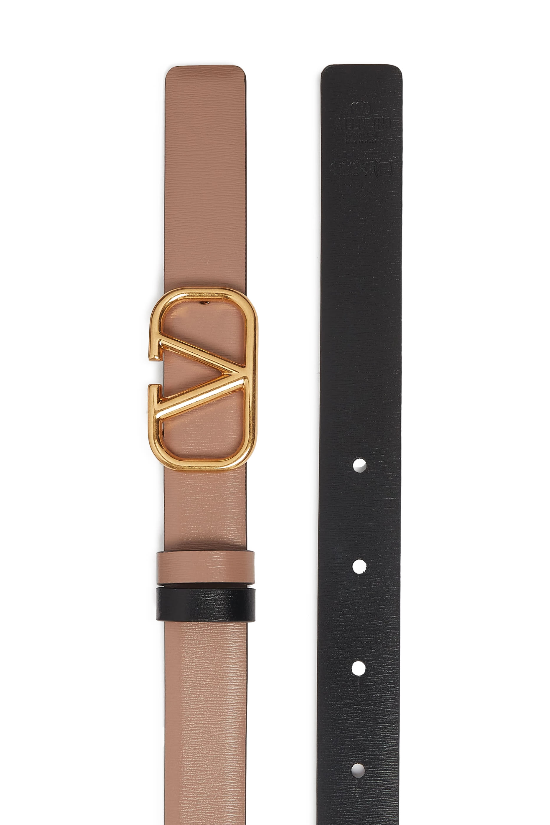 حزام بتصميم بوجهين وشعار الماركة جلد عجل لامع