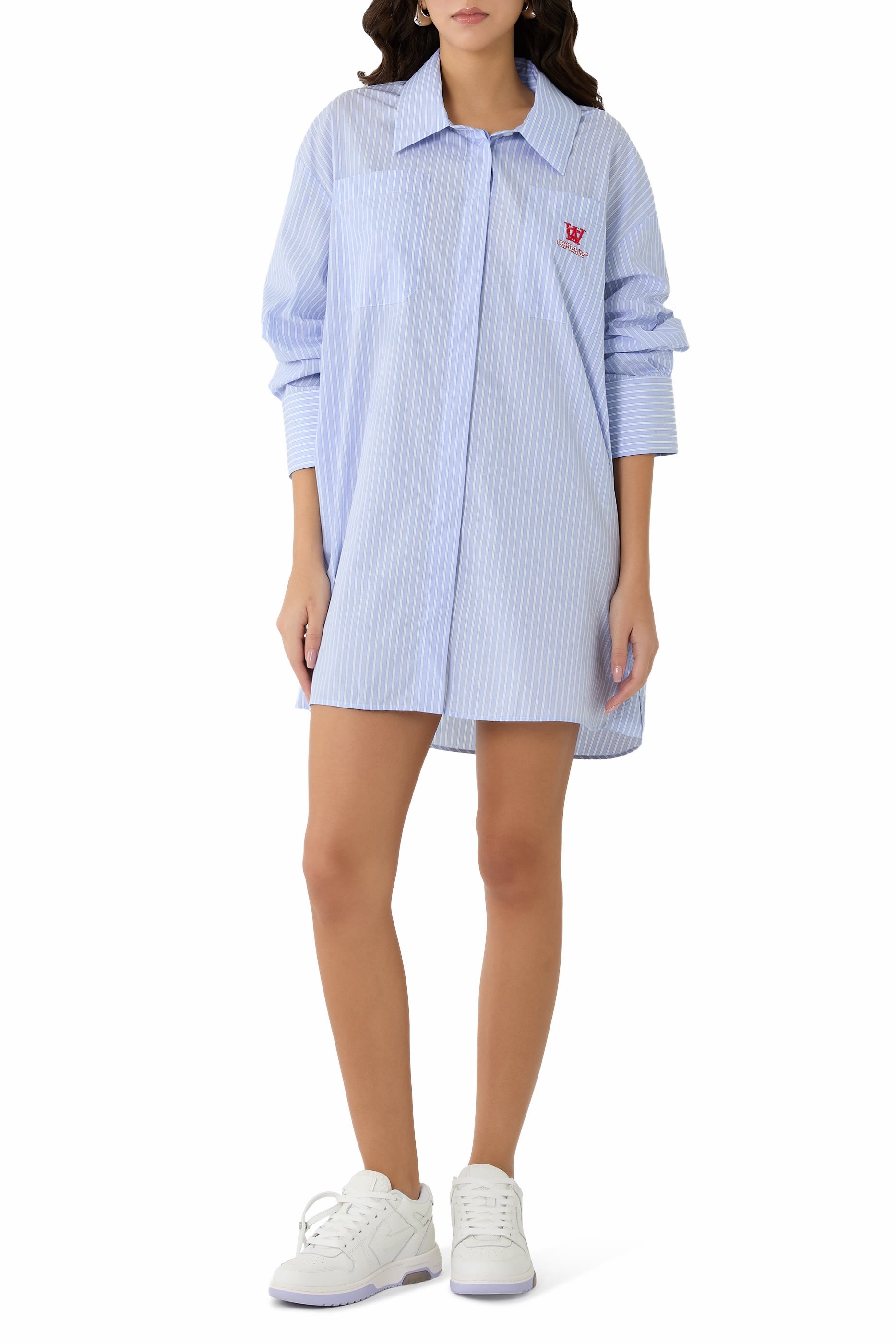  Striped Poplin Shirt Dress