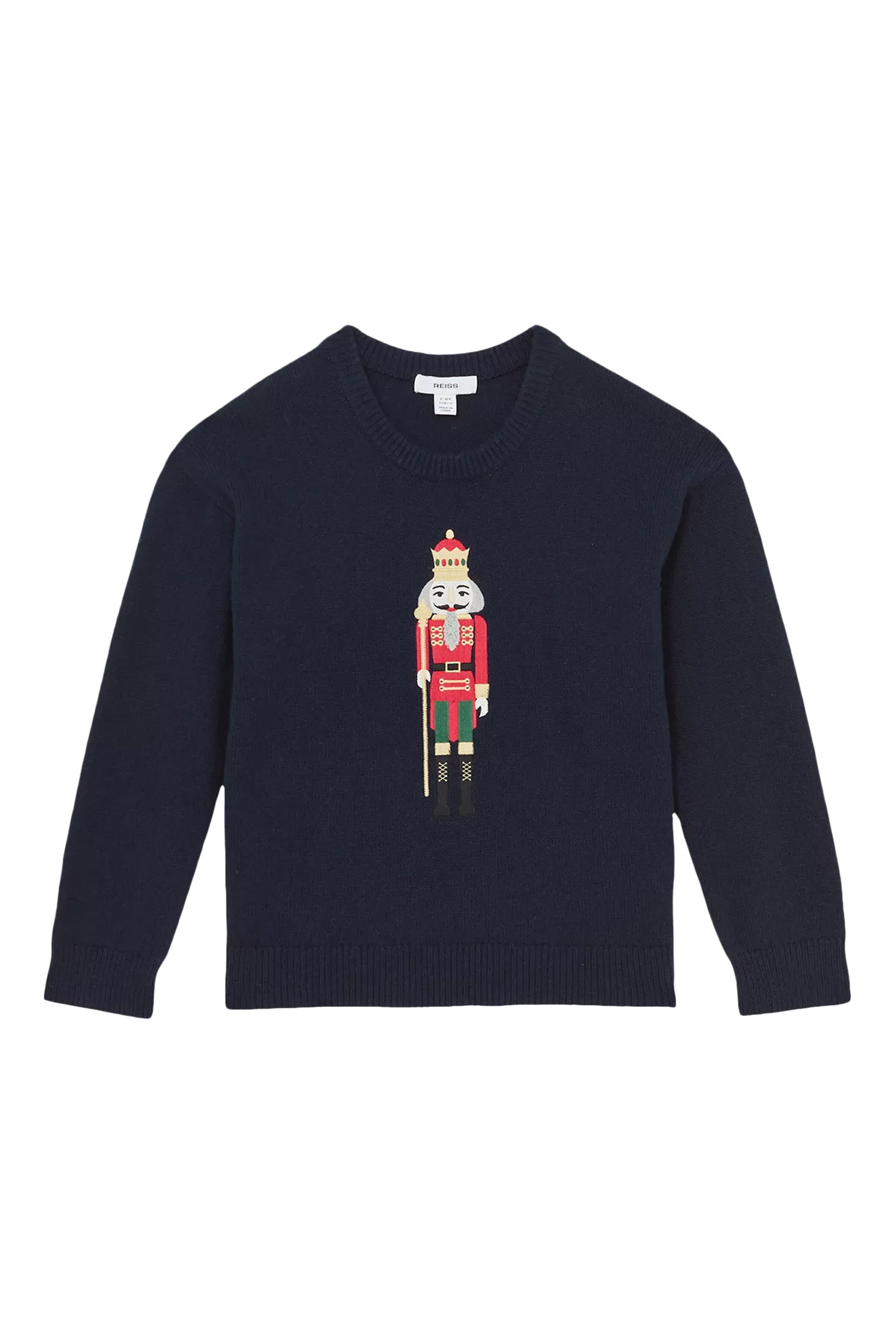 كنزة بياقة ضيقة وتطريز بتصميم كسارة بندق للأطفال