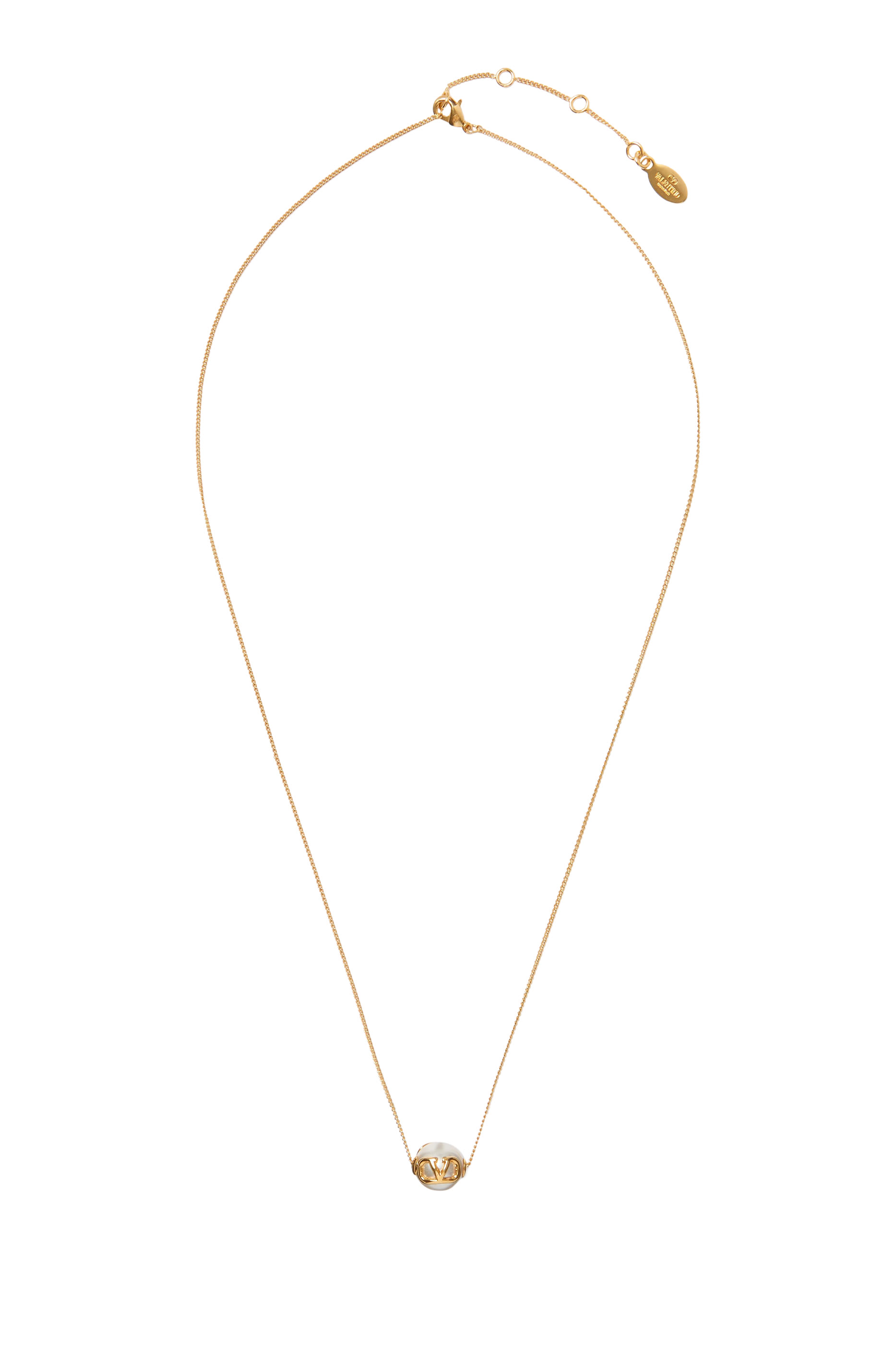قلادة فالنتينو غارافاني بشعار الماركة مزينة بلؤلؤة رانتج، نحاس