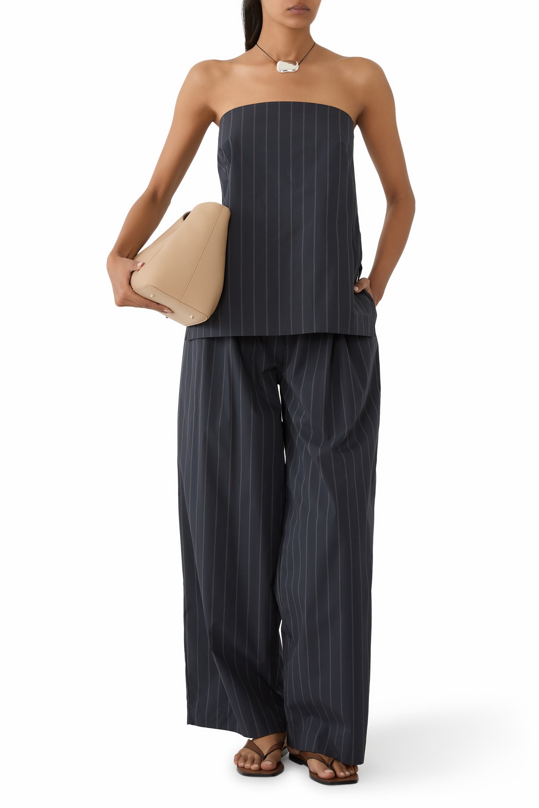 Stripe Relaxed Pleat Pants