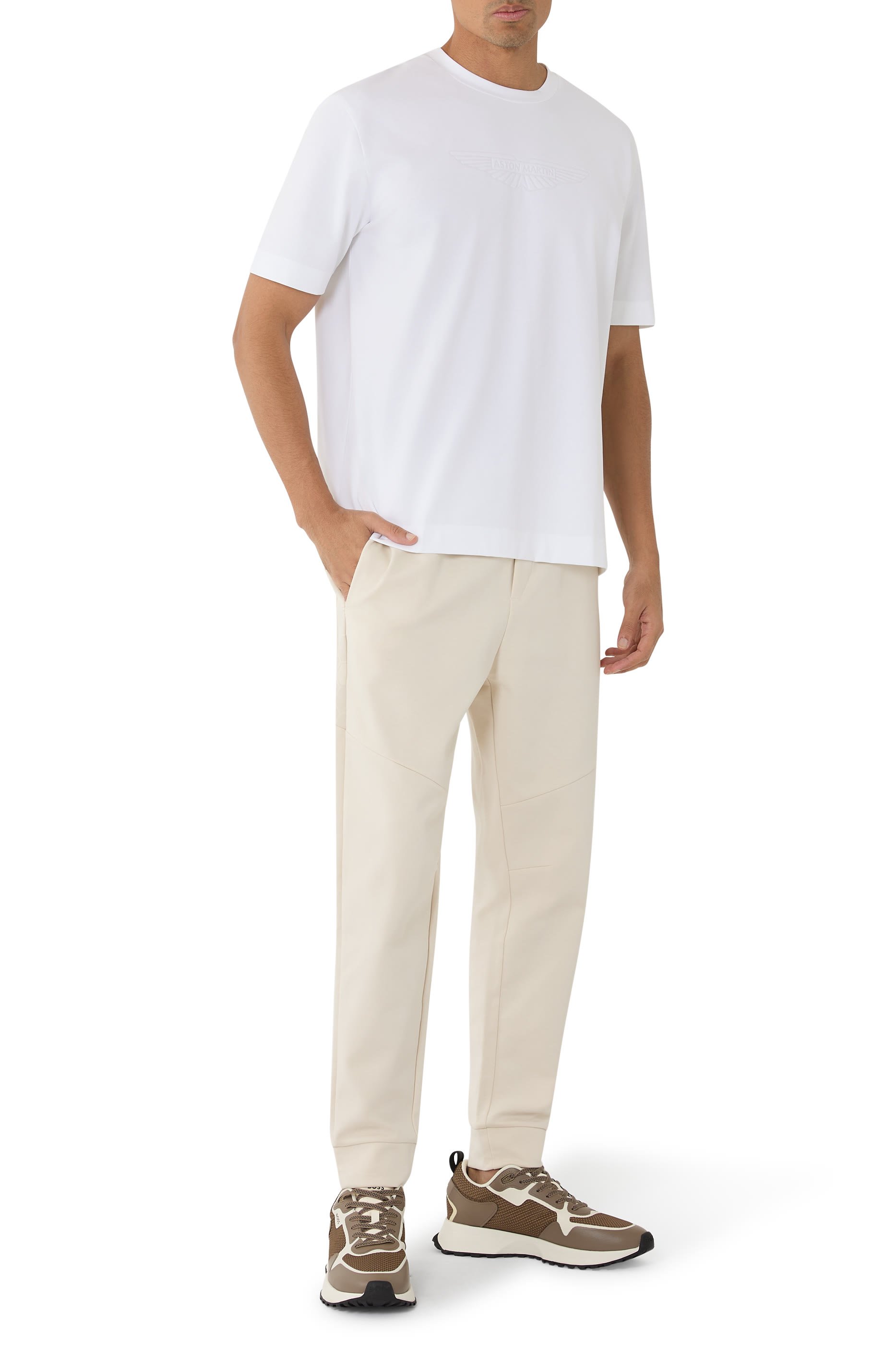 بنطال بدلة رياضية بشعار الماركة مزدوج مزيج قطن