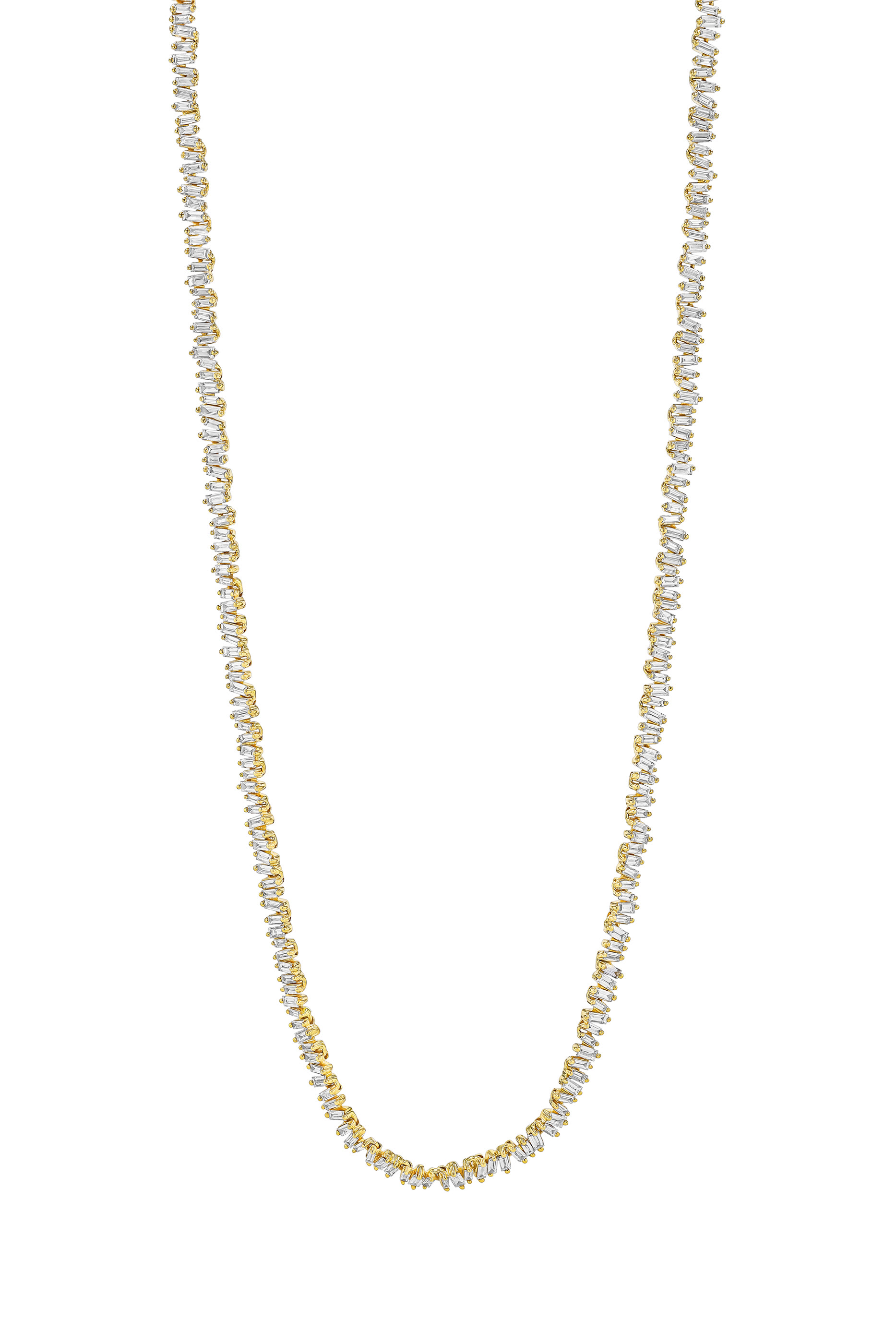 Classic Diamond Tennis Necklace, 18K Yellow Gold & White Diamonds