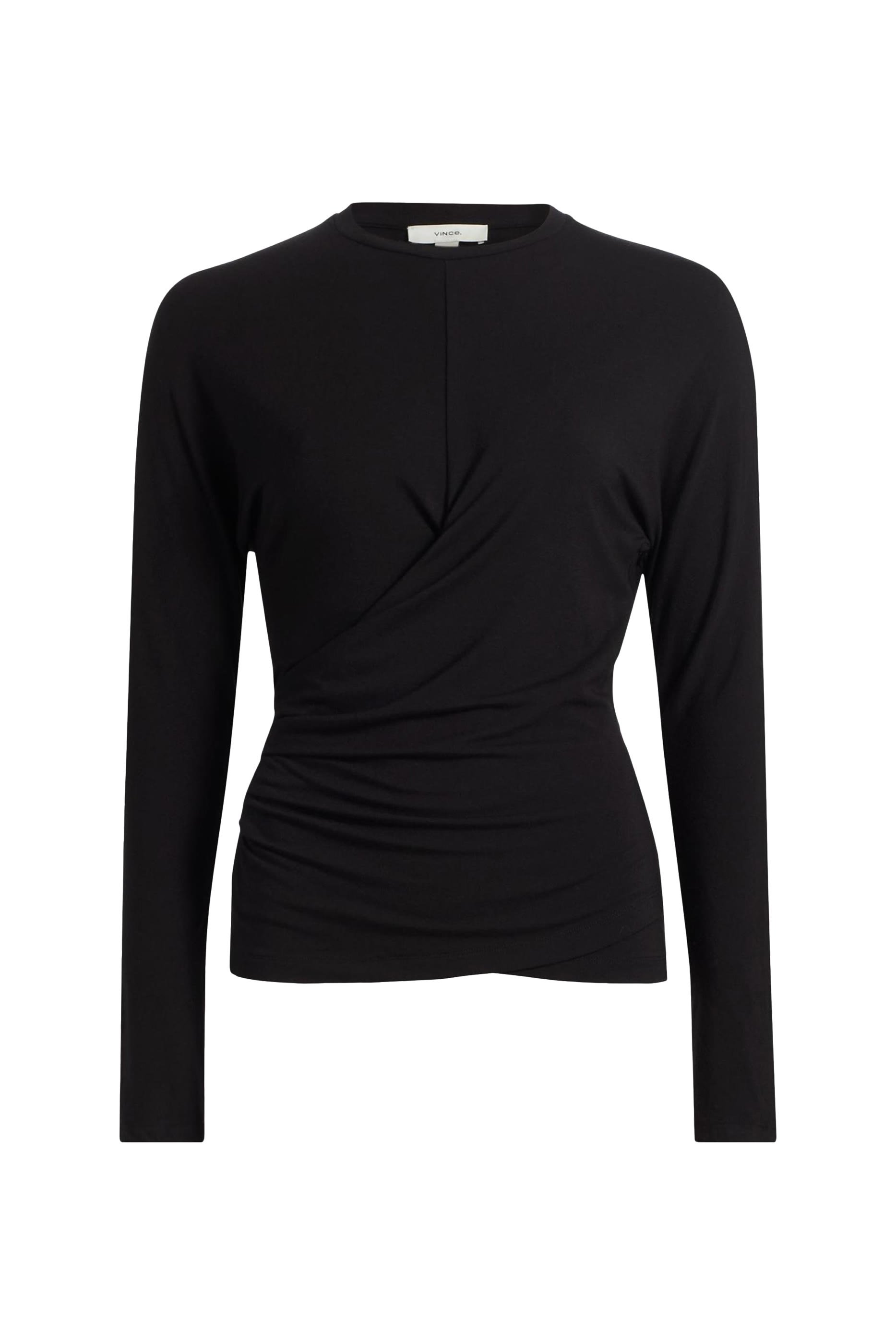 تيشيرت بأكمام طويلة وتفاصيل درابيه مثبتة