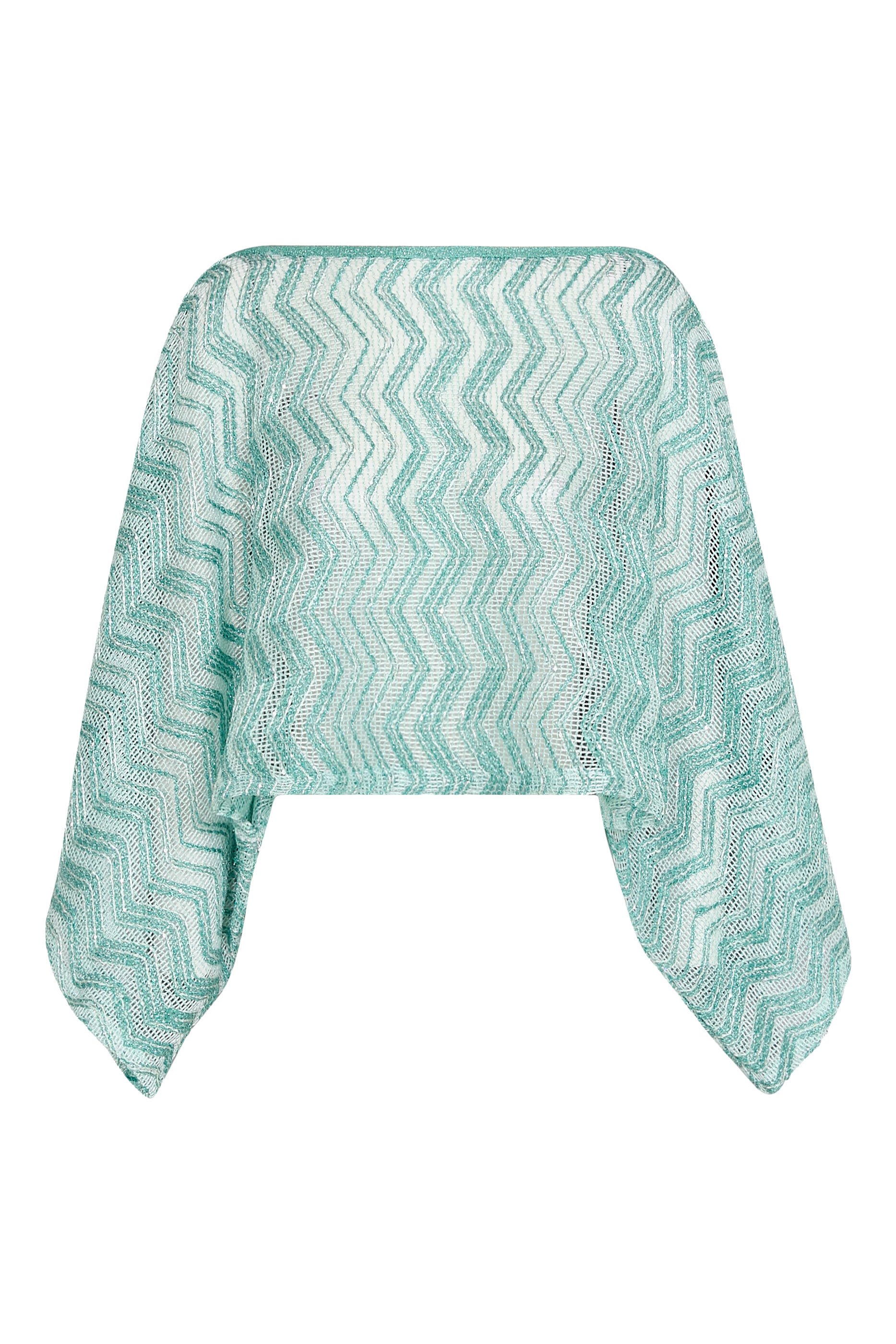 بلوزة قماش شبكي بنقشة خطوط متعرجة