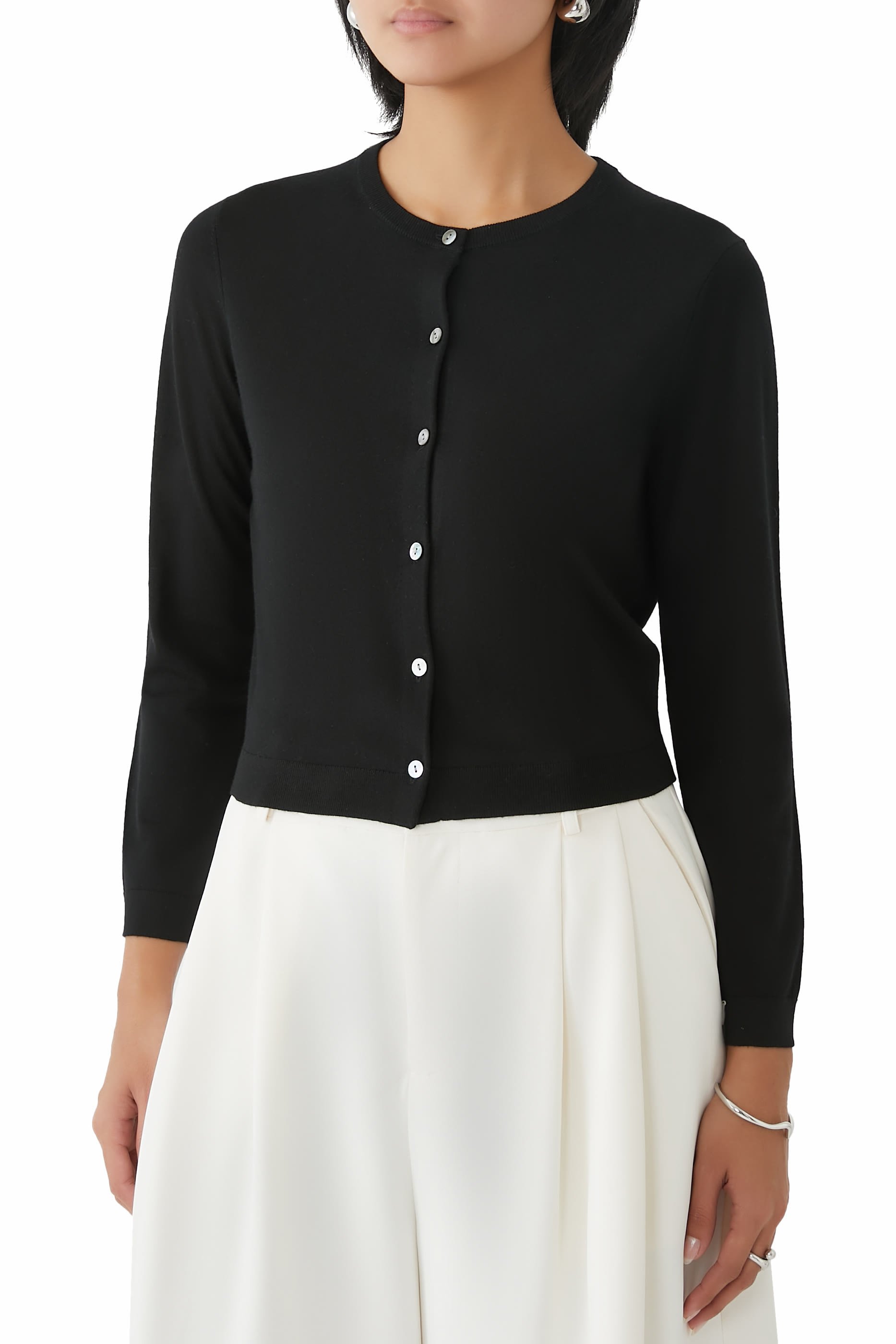 كارديغان بقصة قصيرة صوف ميرينو