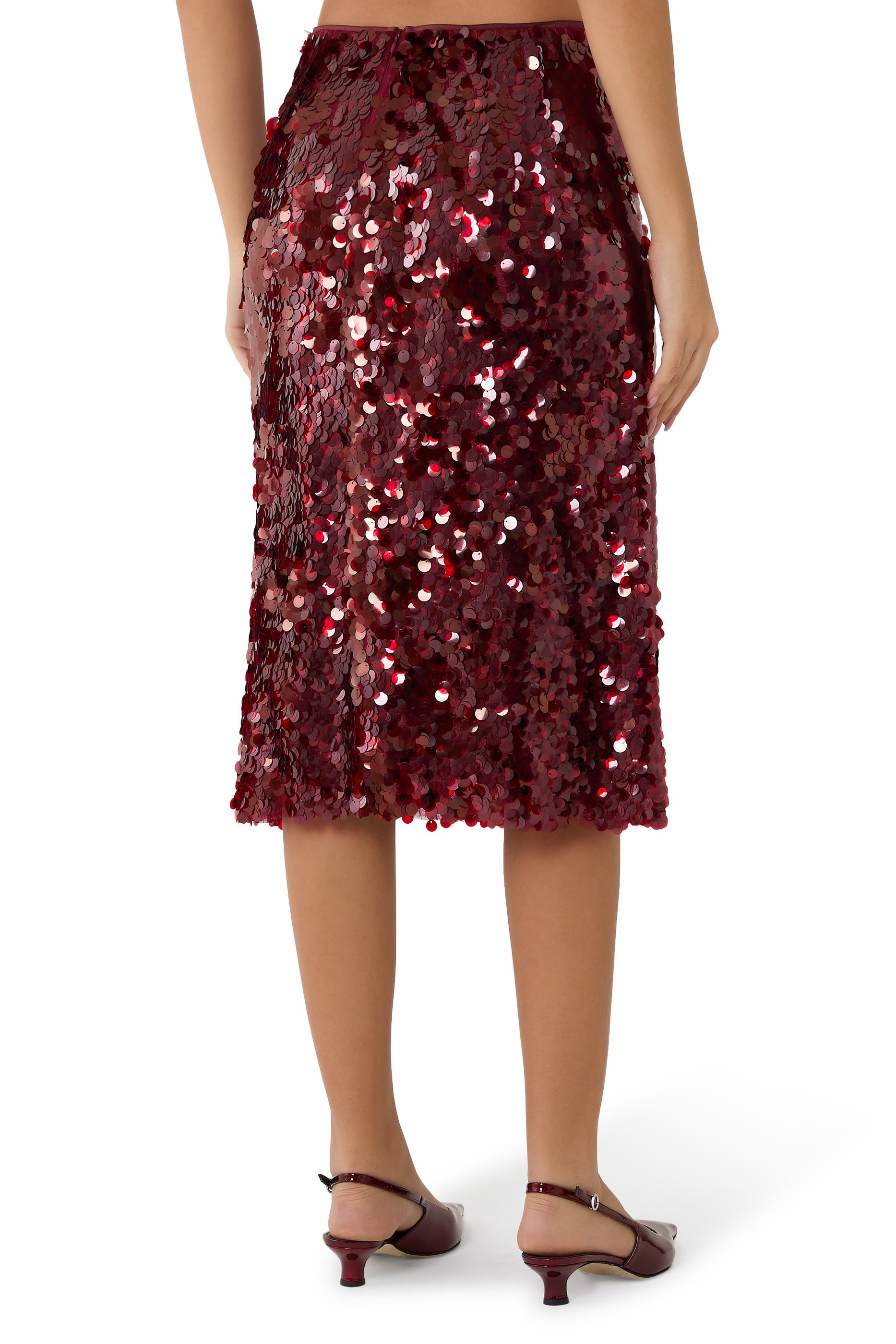 تنورة بقصة مائلة مزينة بترتر