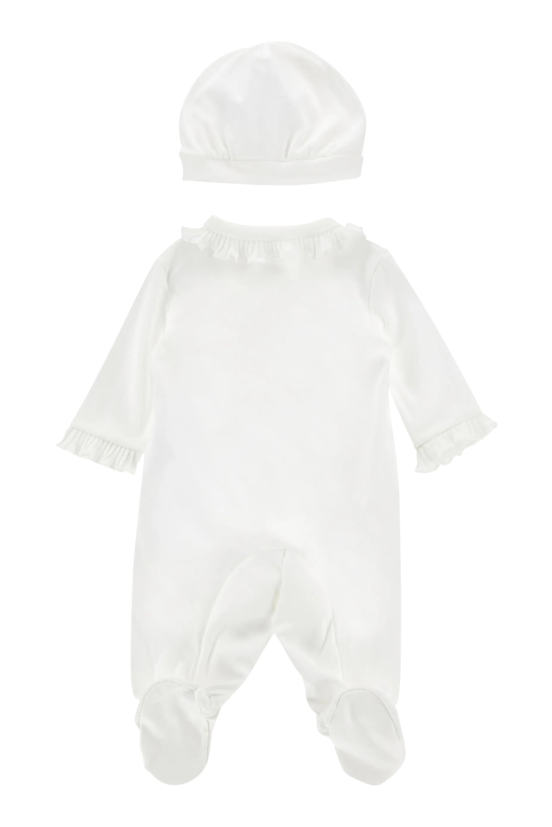 طقم جمبسوت بنقشة أزهار وقبعة للأطفال