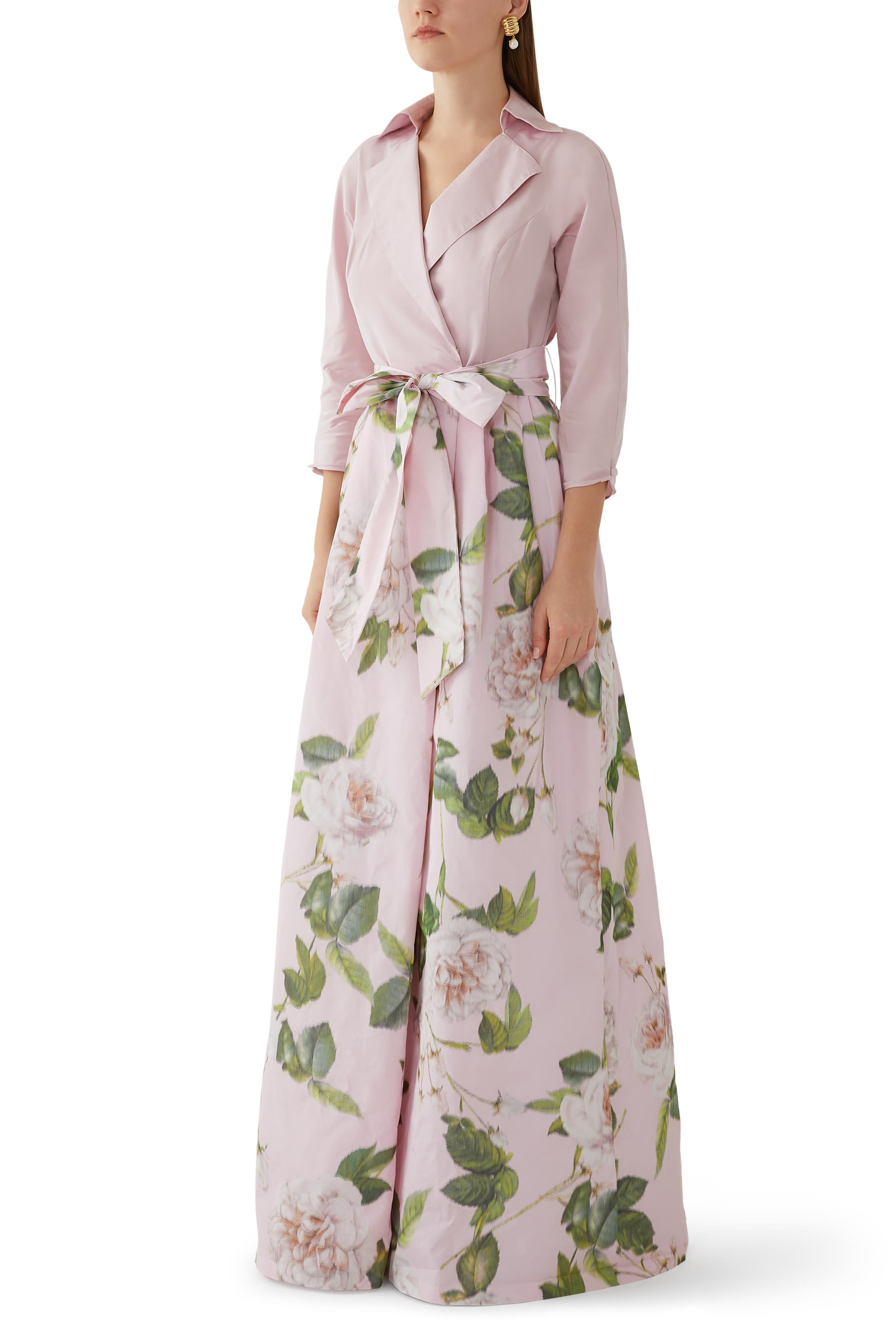 فستان بتصميم قميص بنقشة زهور تفتا