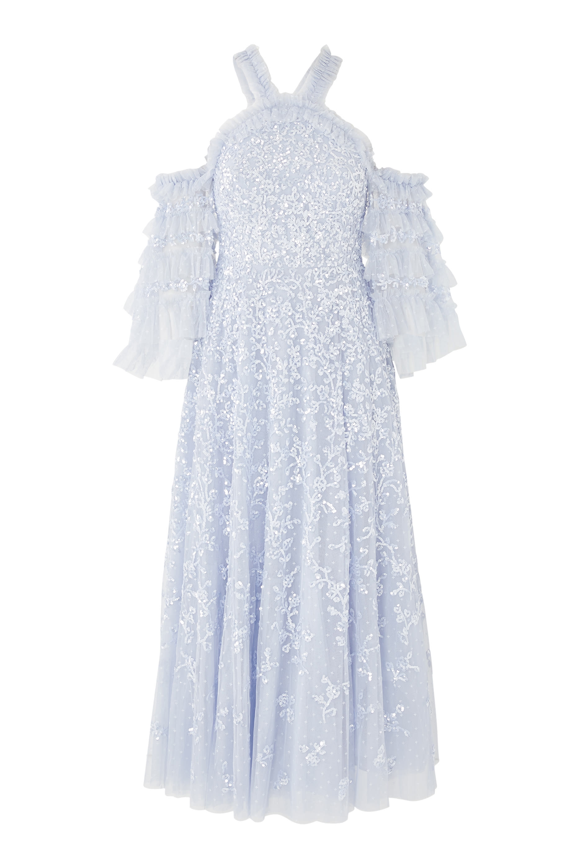 فستان سهرة فلورال بأكتاف مكشوفة دانتيل