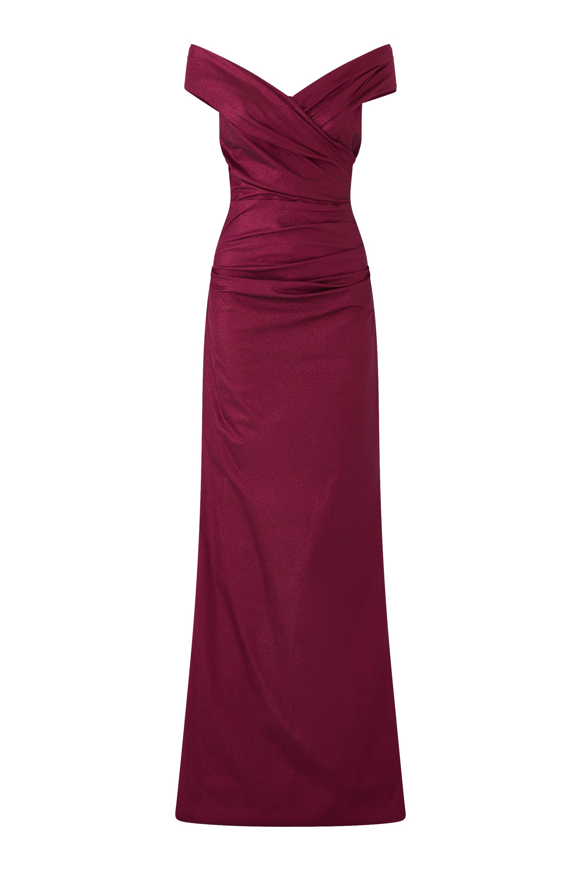 فستان سهرة بأكتاف مكشوفة تافيتا لامع مطاطي