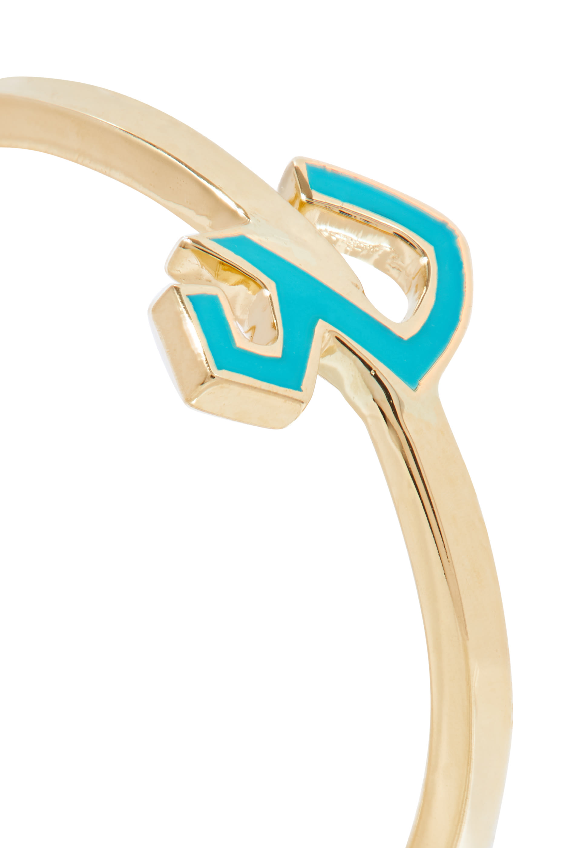 خاتم بحلية حرف"ع"مطلي بمينا