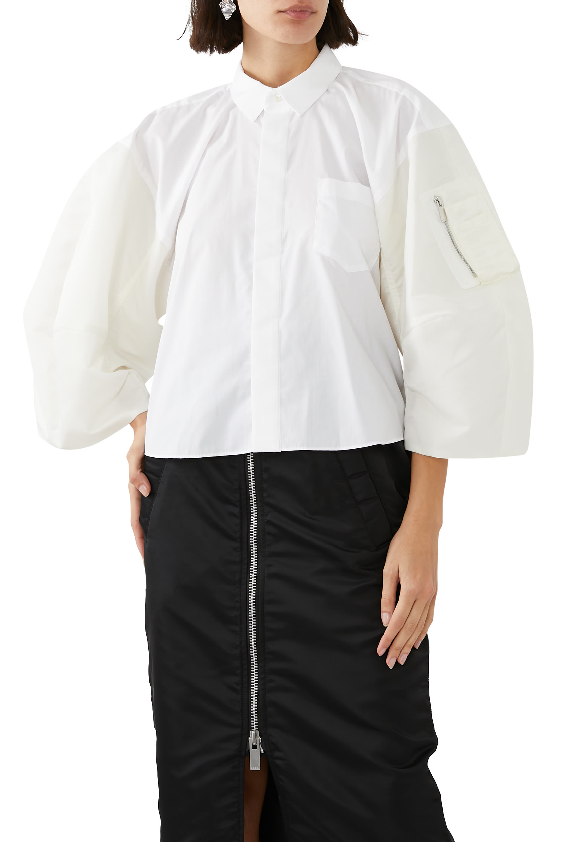 قميص قطن بوبلين x نايلون تويل