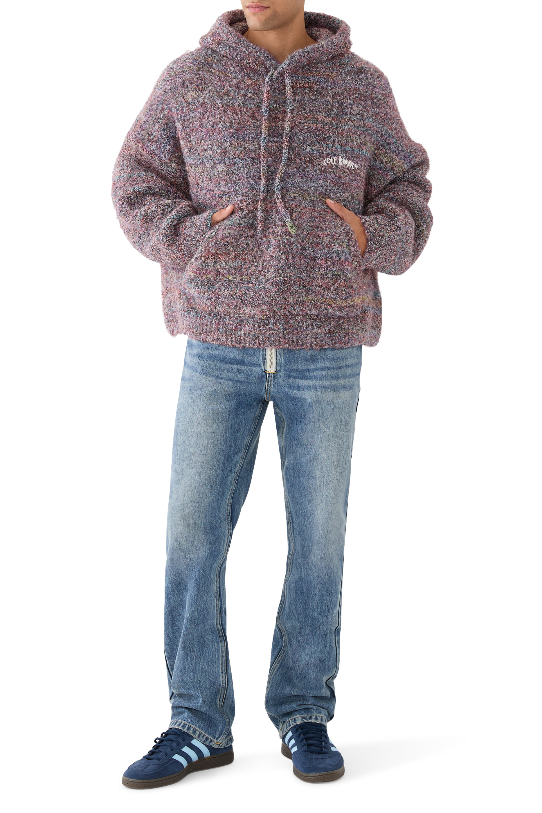 هودي منسوجة من بوكليه متعدد الألوان