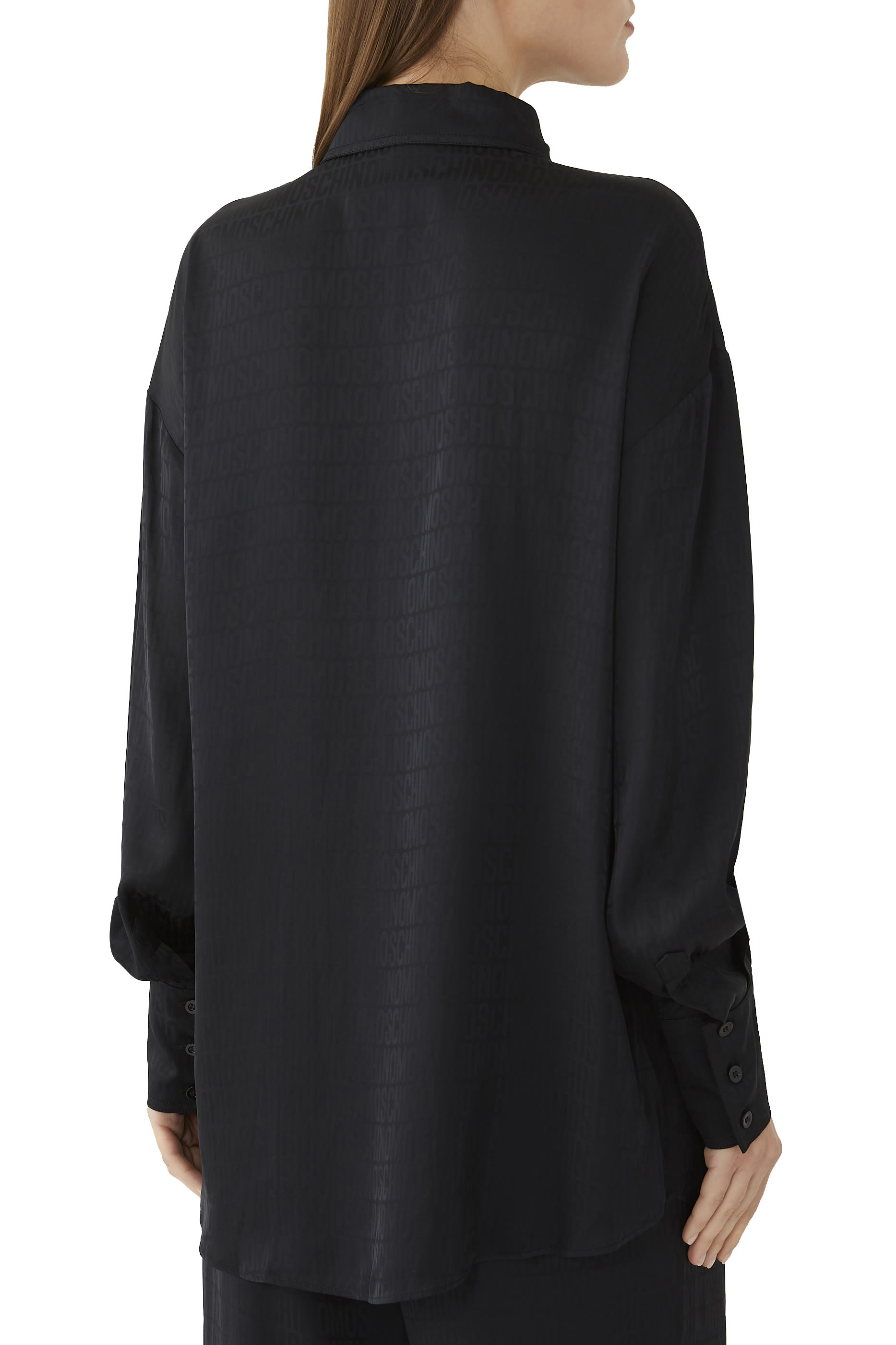 قميص من مزيج حرير بشعار الماركة