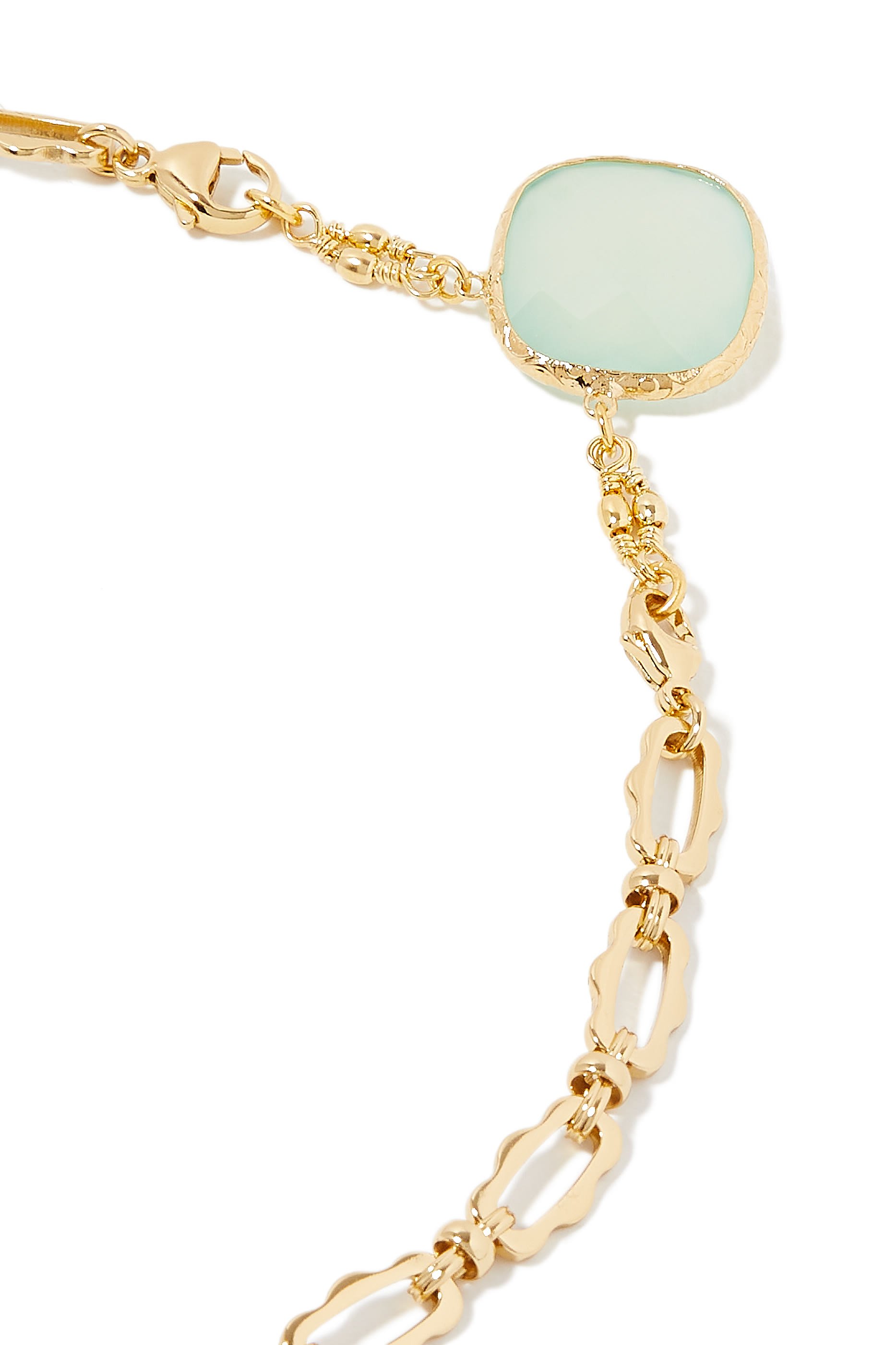 قلادة سكابولير بيلي مرصعة بالعقيق الأخضر معدن مطلي بالذهب