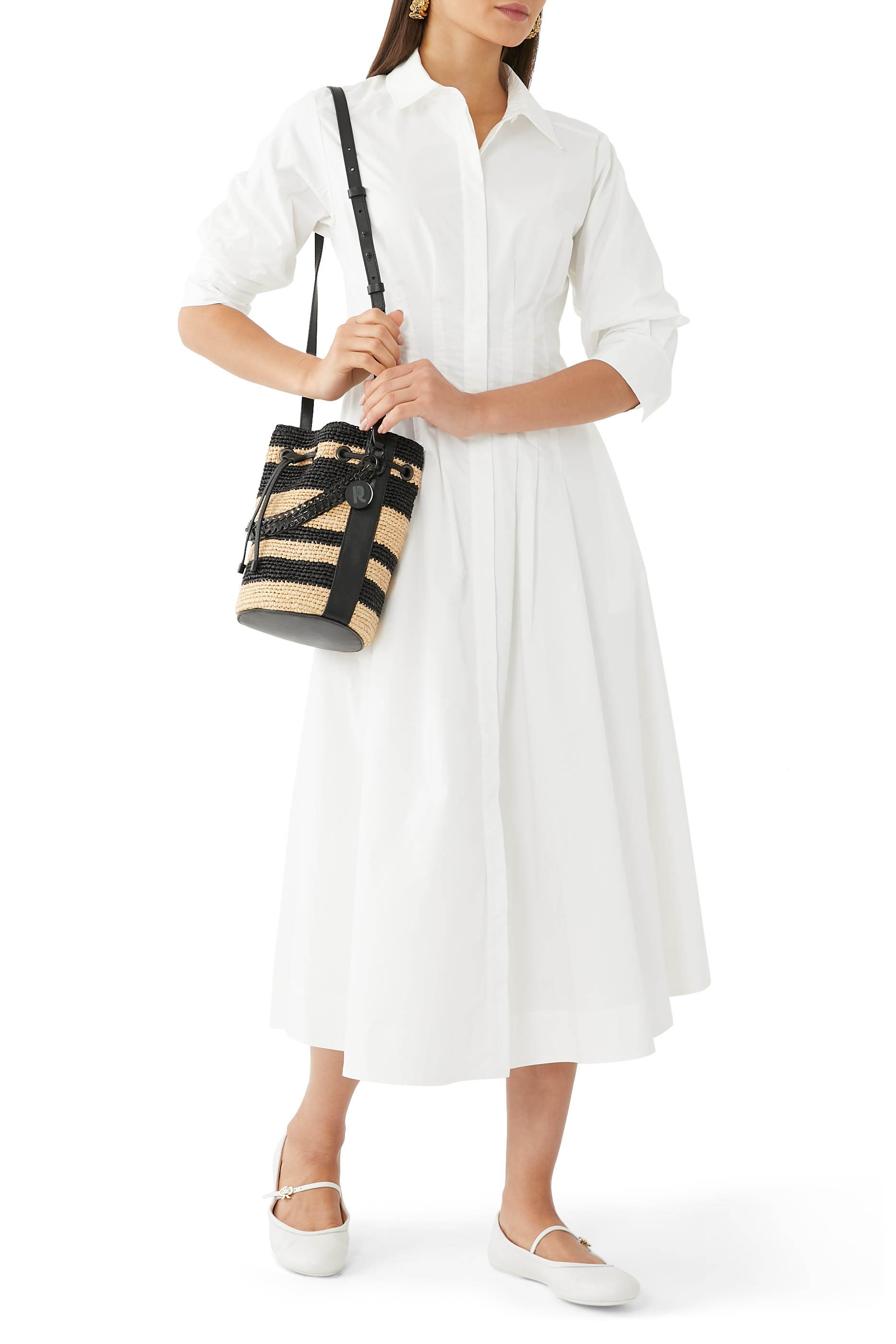 فستان جاز متوسط الطول بطيات