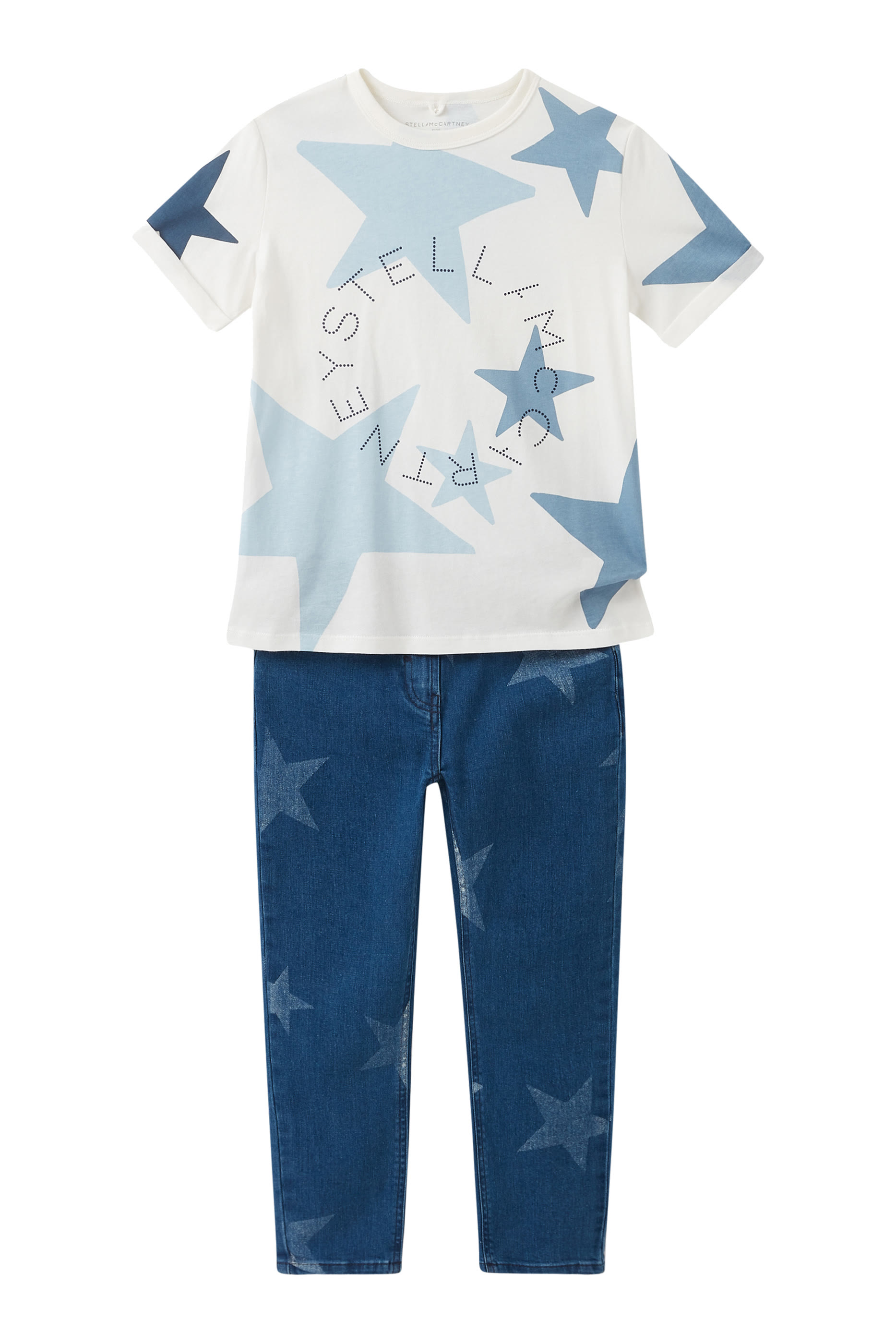 تيشيرت بنقشة نجوم وشعار الماركة