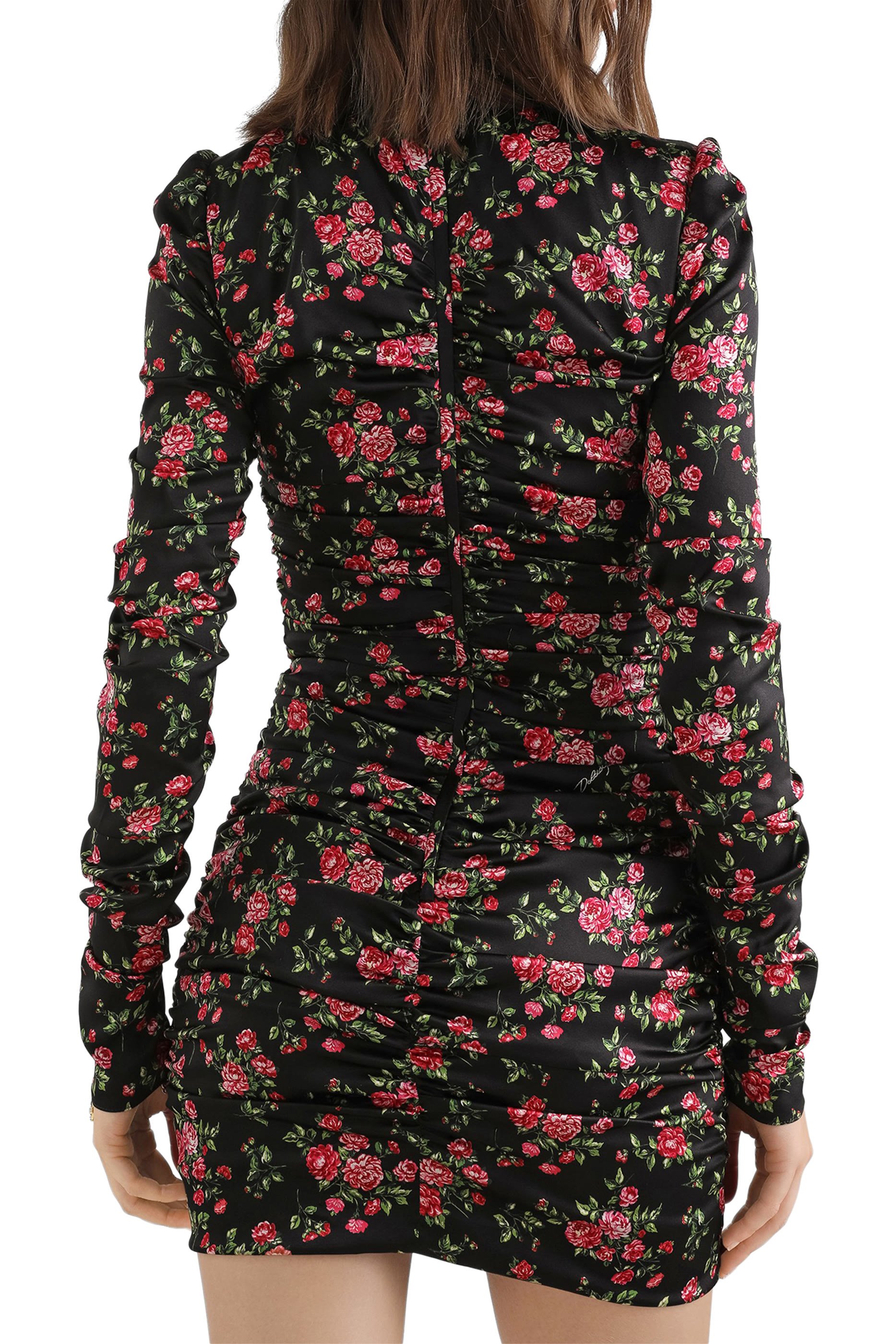 فستان طويل بطبعة ورود صغيرة ساتان