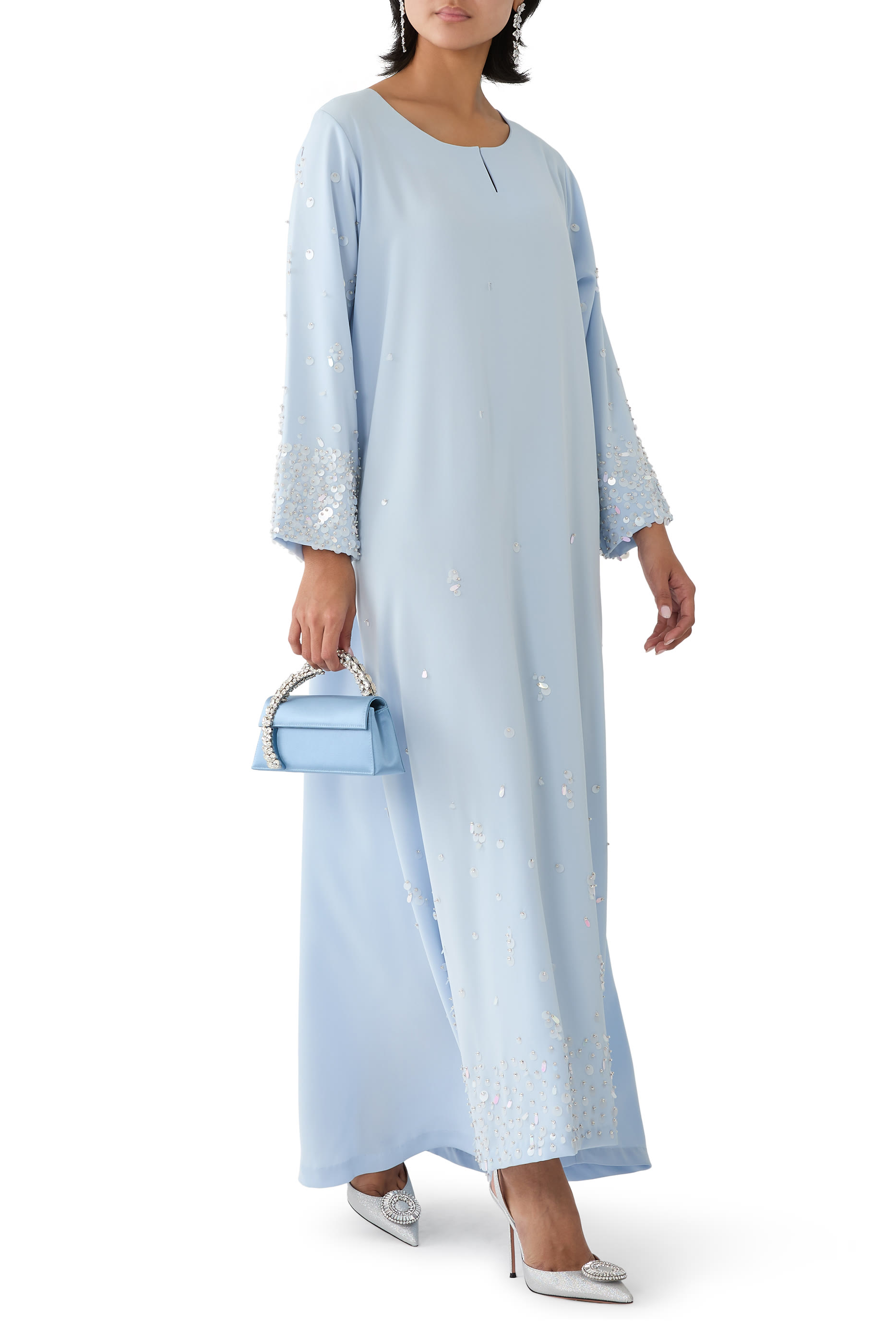 فستان مزين بترتر بتصميم متناثر