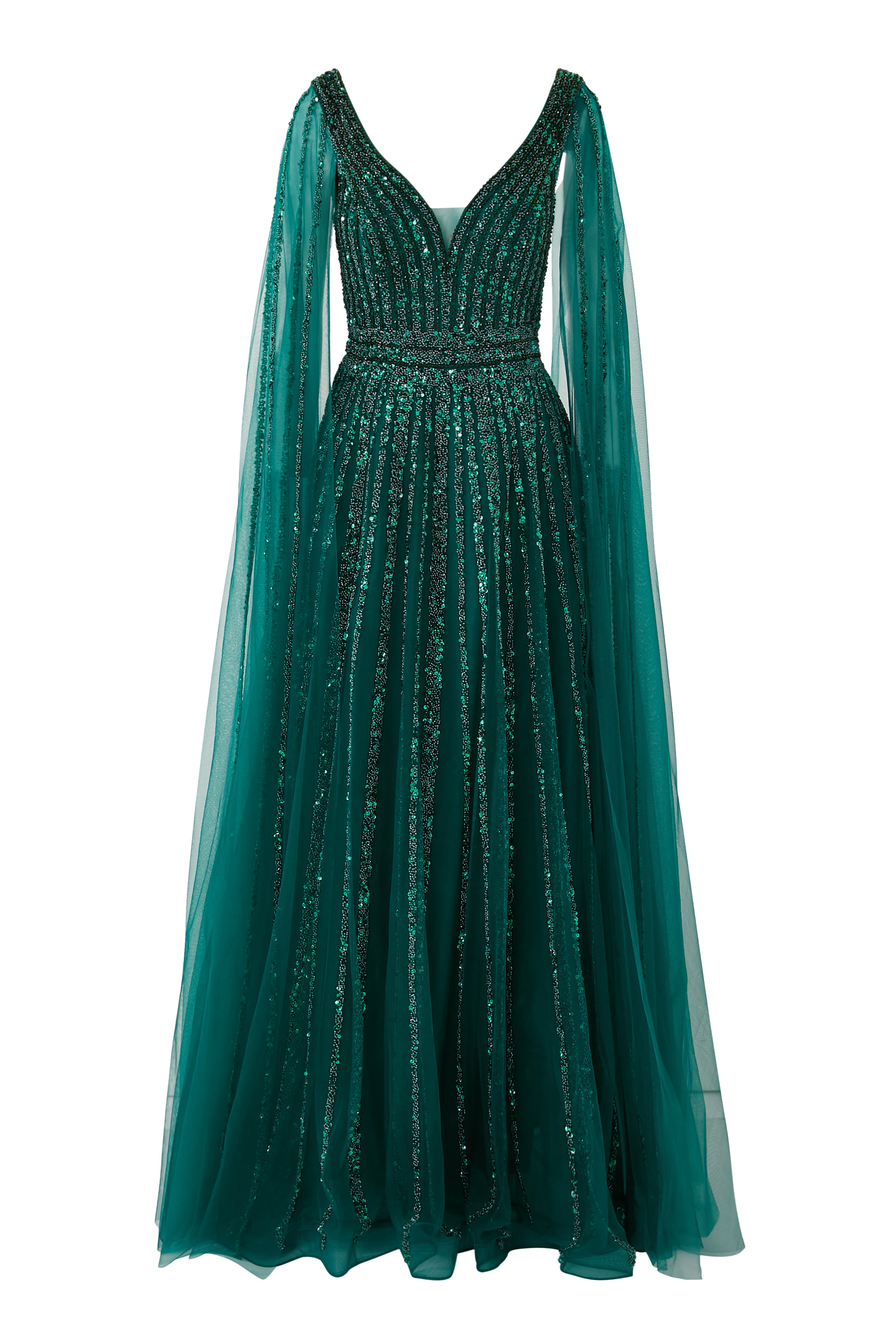 فستان سهرة بأكمام كاب