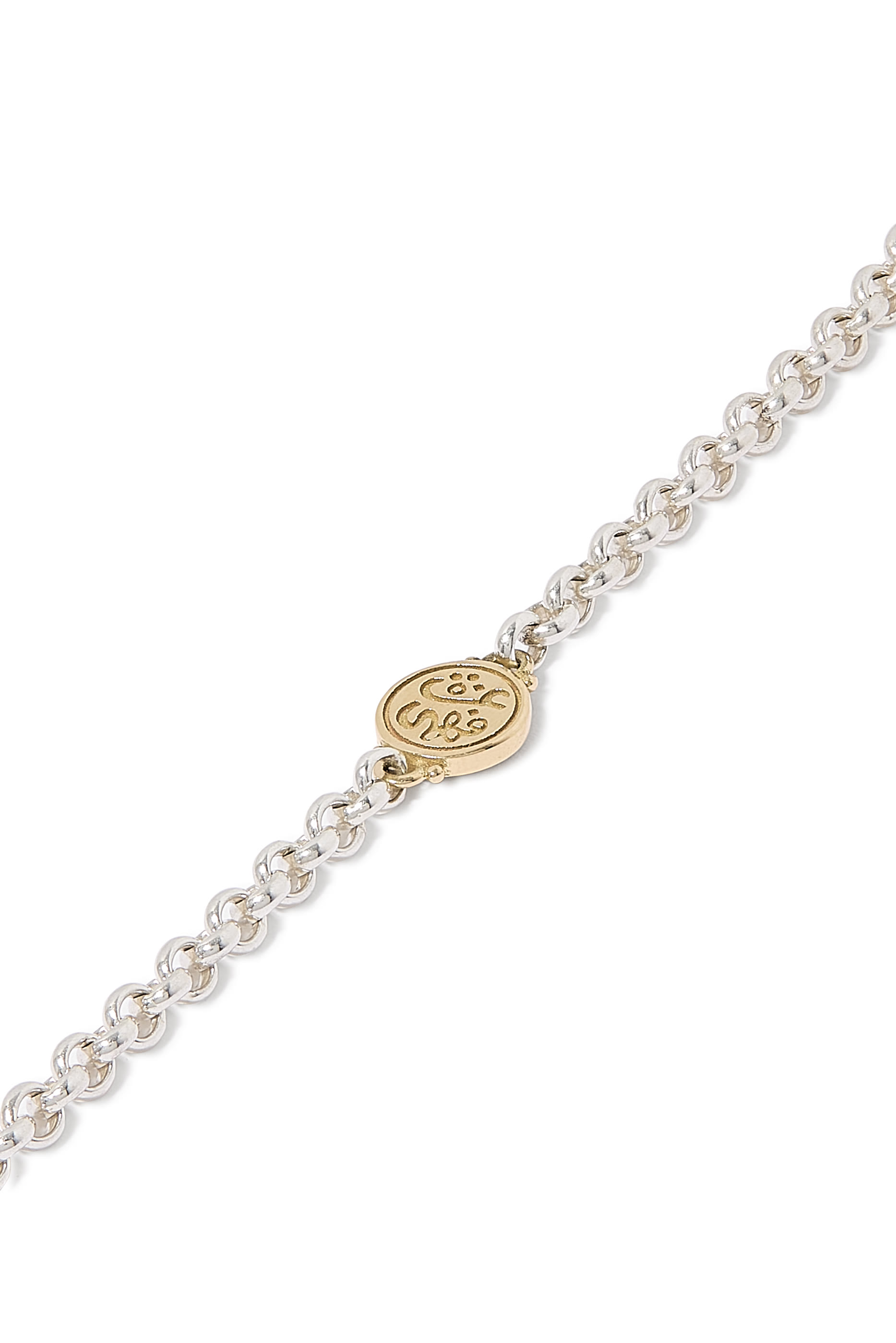 قلادة بدلاية بنقشة خط بقفل على شكل حرف T مرصعة بالماس والعقيق فضة إسترلينية وذهب أصفر عيار 18