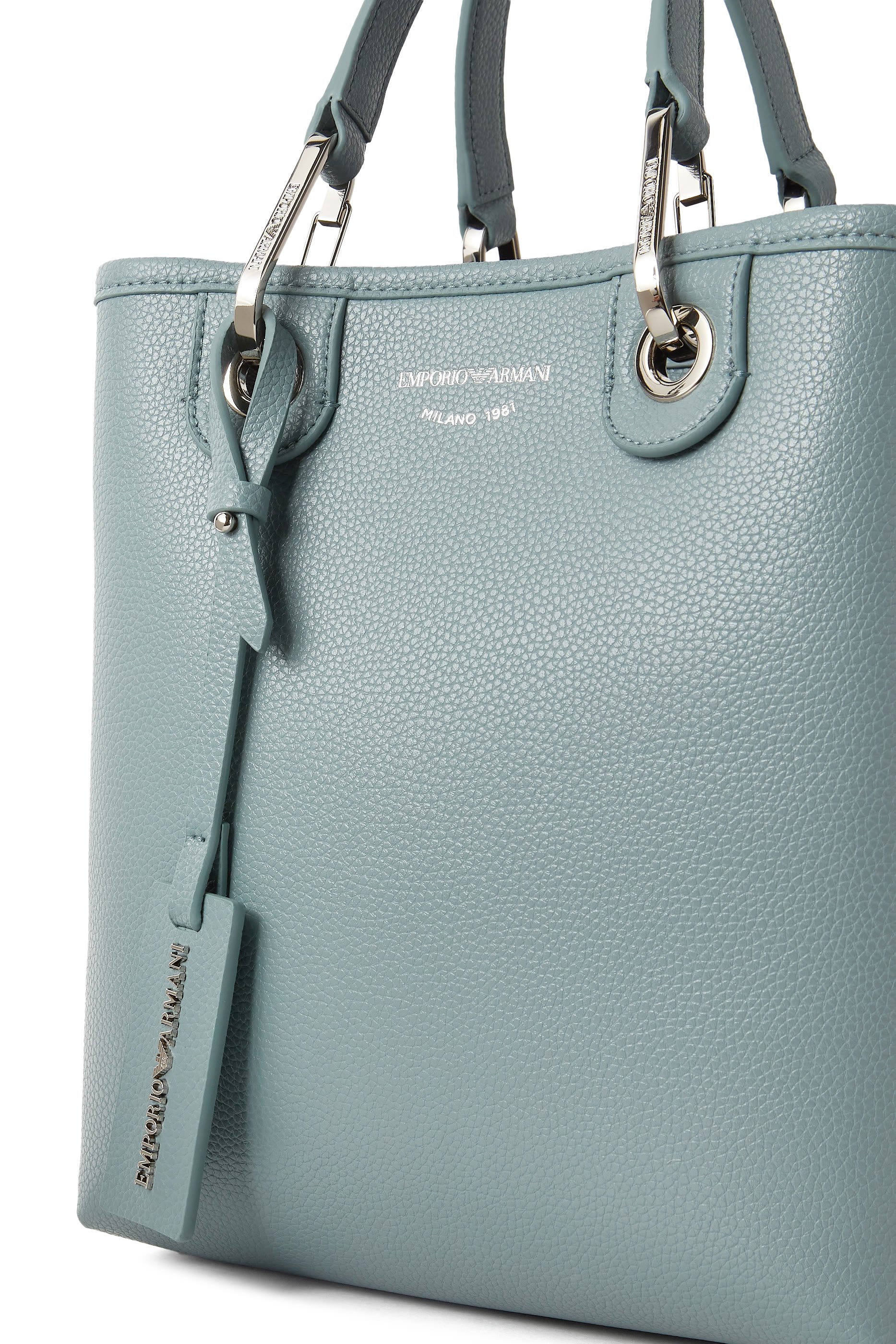 حقيبة يد بشعار الماركة بنقشة جلد غزال