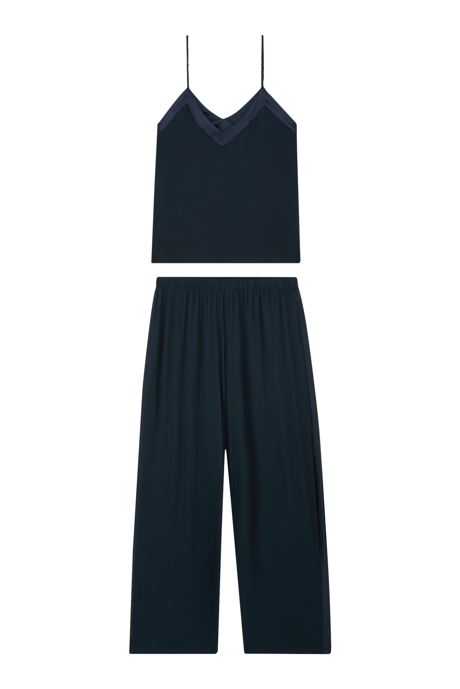 طقم بيجامة جيرسيه بحواف ستان